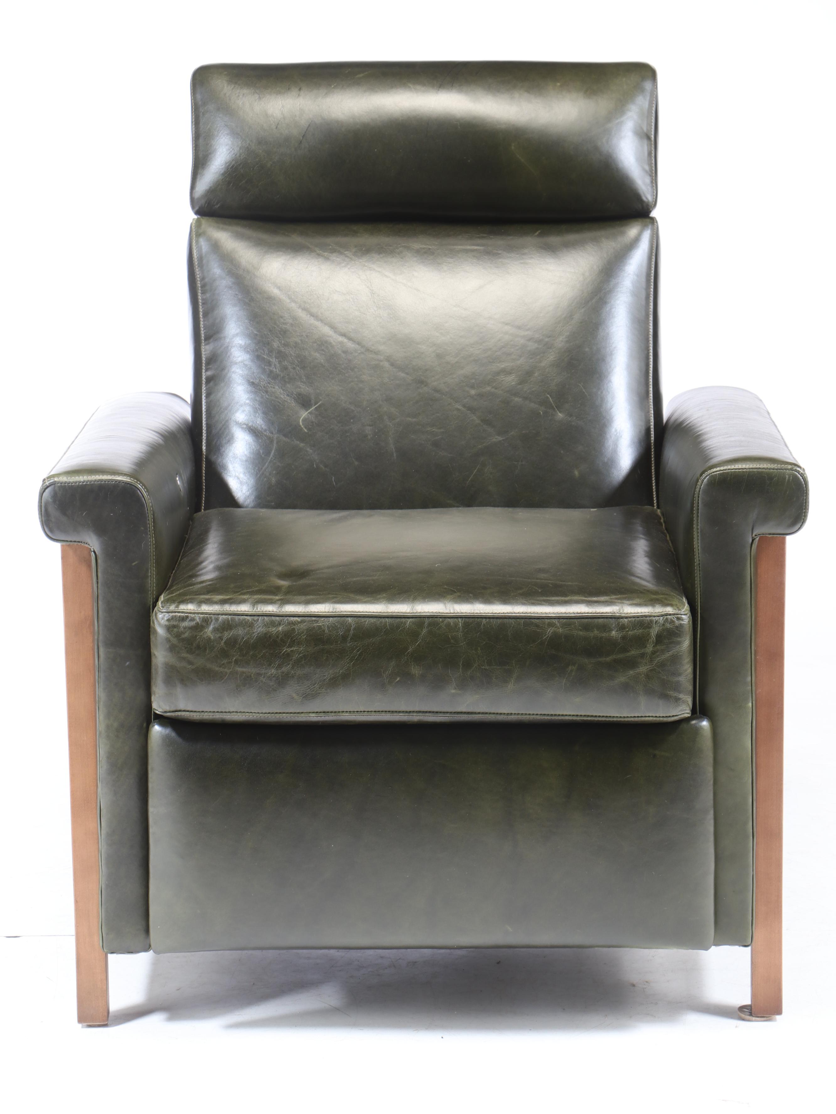 Mitchell Gold + Bob Williams "Arlen" Green Leather Electric Recliner
