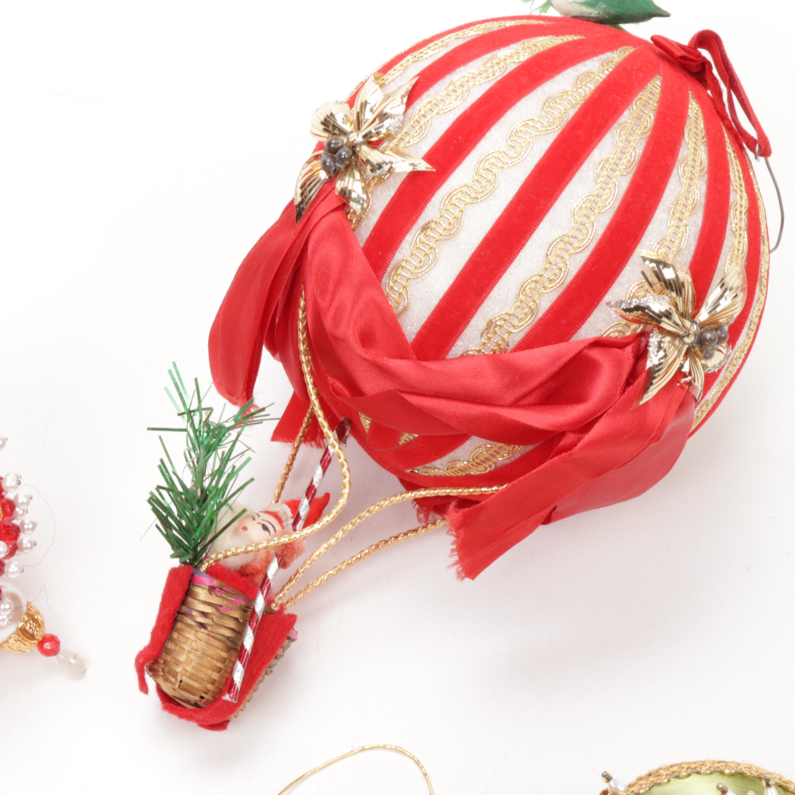 Handmade Victorian Style Beaded and Embellished Ornaments, Mid to Late 20th C.