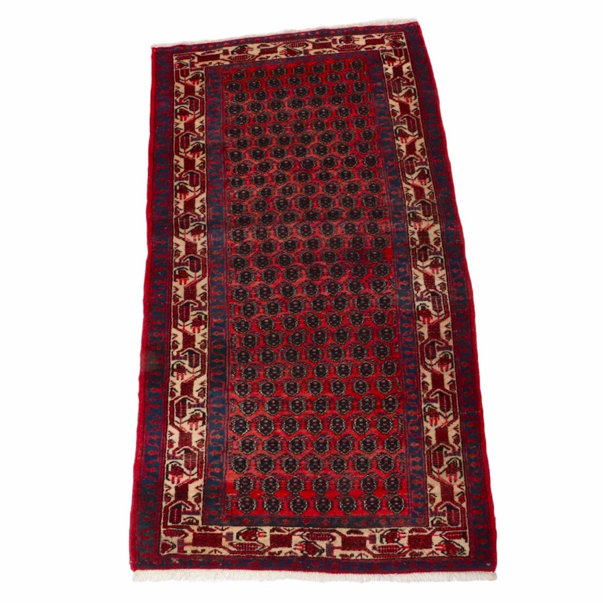 3'6 x 6'11 Hand-Knotted Persian Zanjan Rug, 1940s