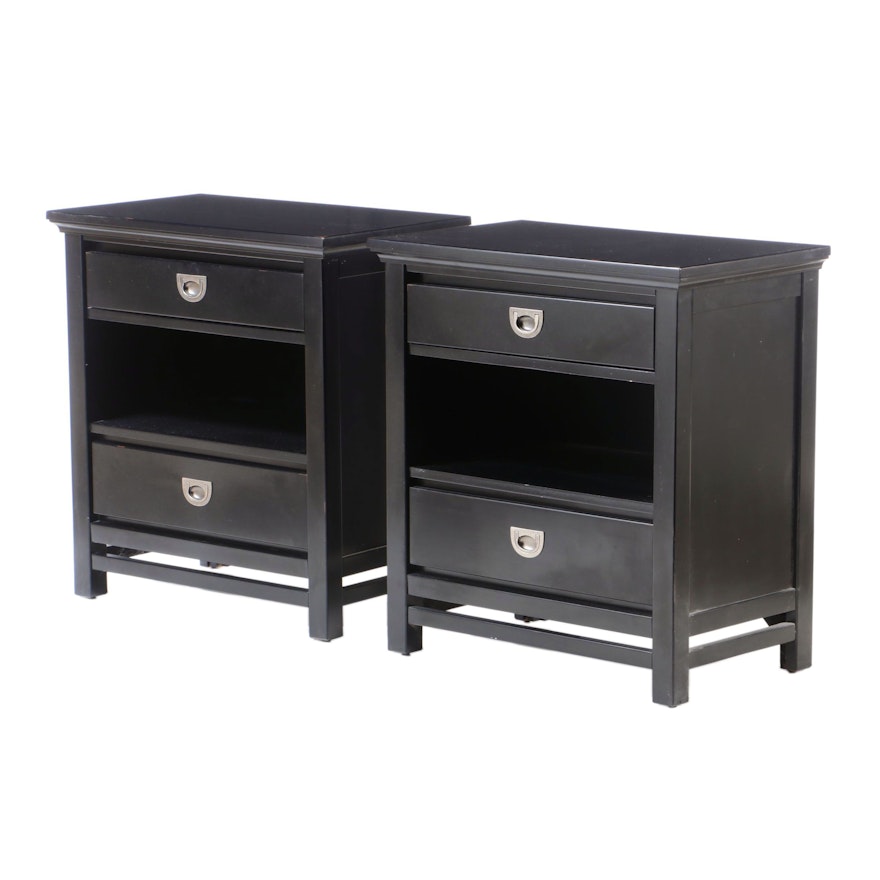 Ebonized Wood Chest of Drawers Nightstands, Contemporary