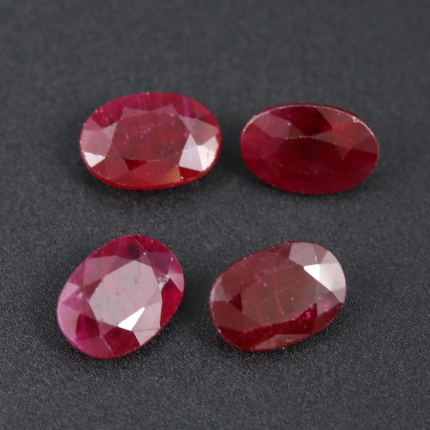 Loose 3.31 CTW Oval Faceted Ruby Gemstones