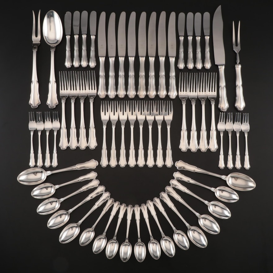 Mario Buccellati of Italy "Savoy" Sterling Silver Flatware, Late 20th Century