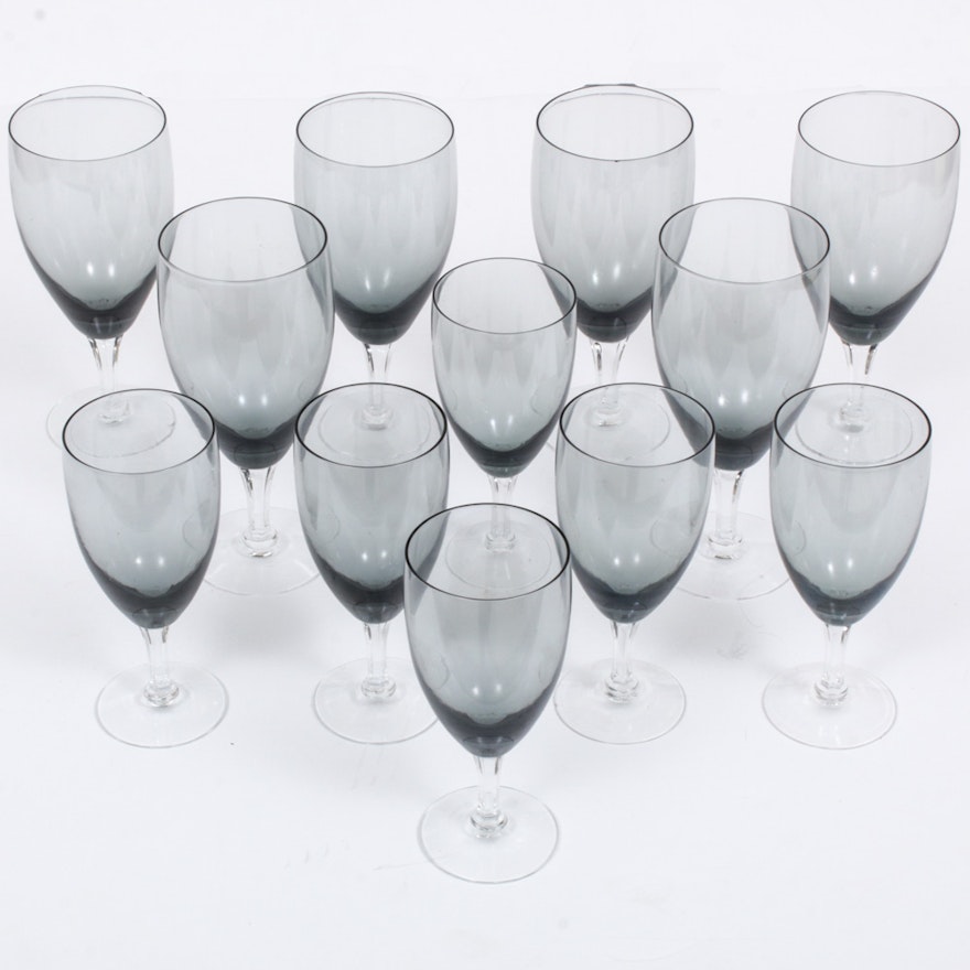 Fostoria "Debutante Grey" Water Goblets and Wine Glasses, Late 20th Century
