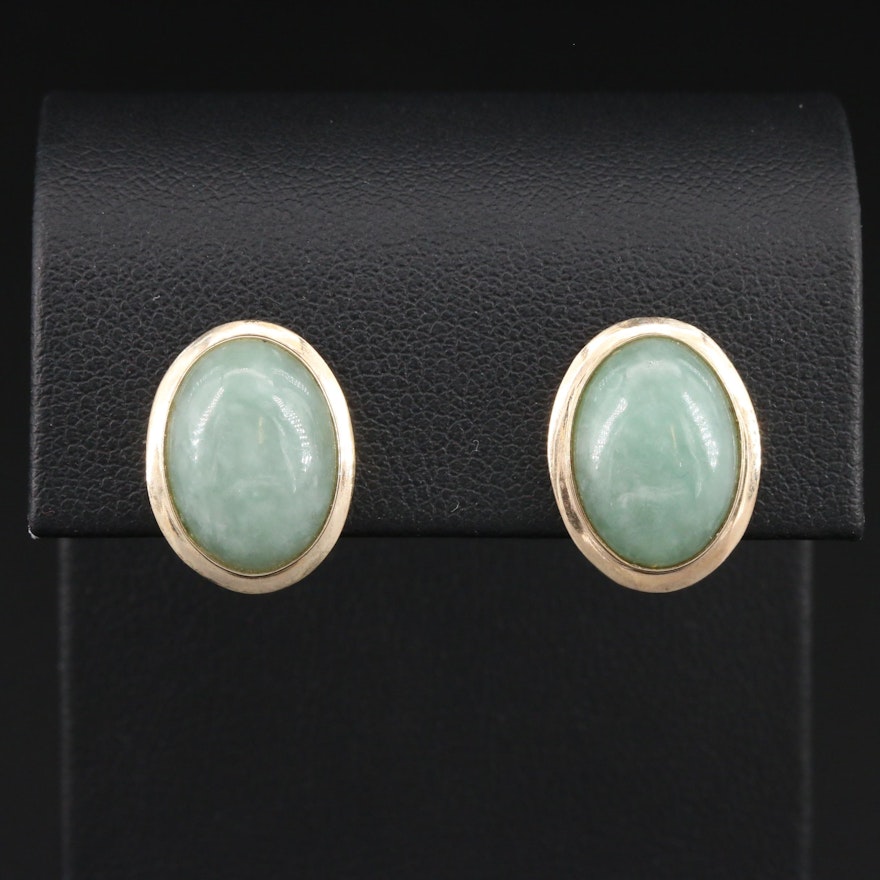 14K Yellow Gold Jadeite Earrings