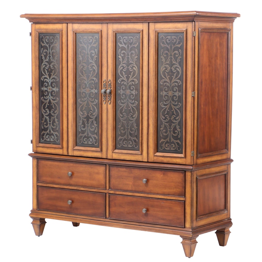 Artistica, Provincial Style Walnut-Stained Media Cabinet