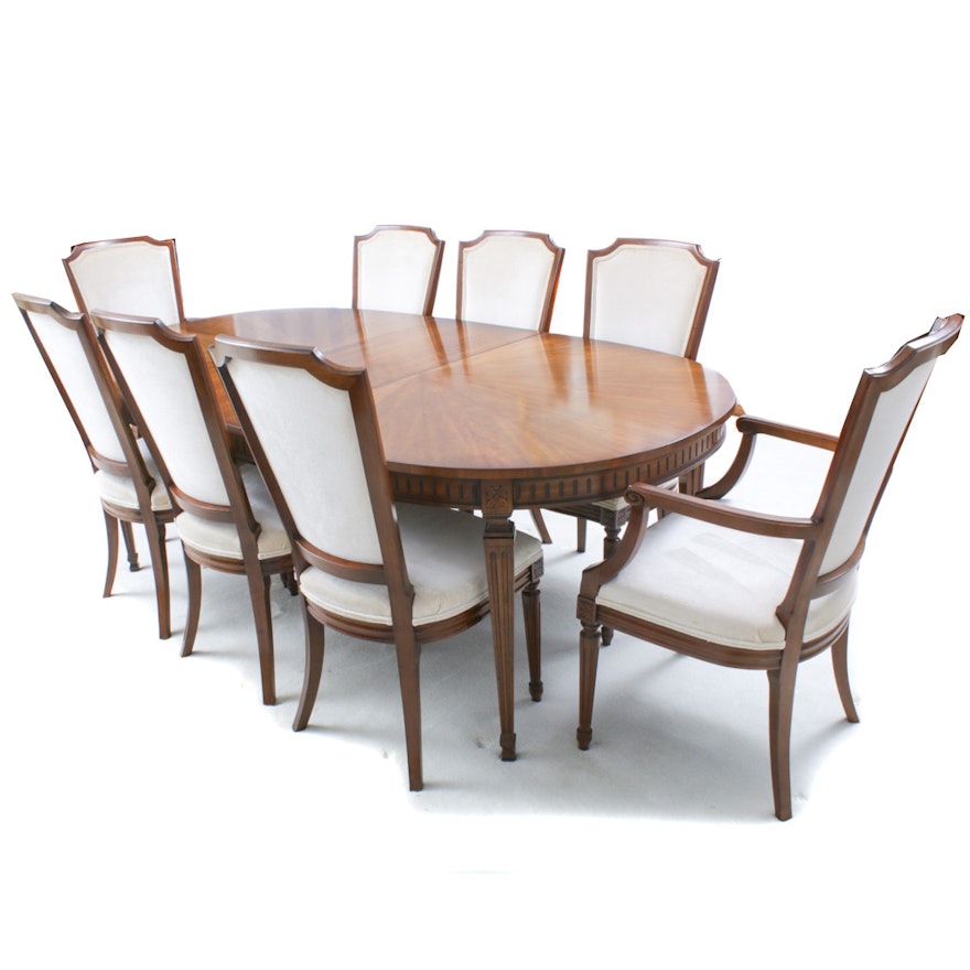 Kindel Furniture Walnut "Bleuclair" Dining Table and Chairs, 1972