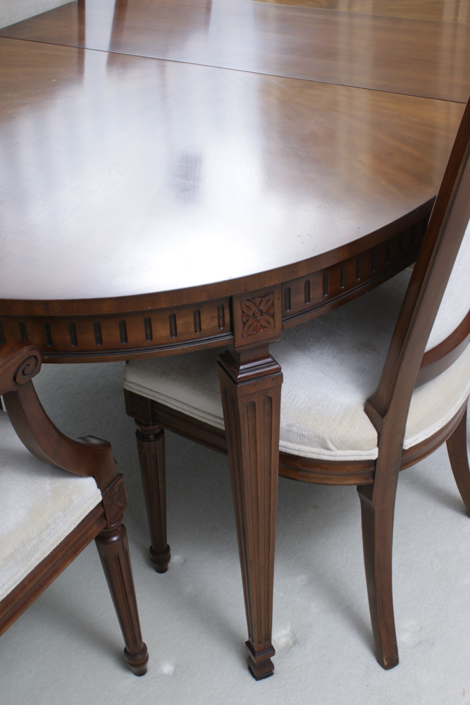 Kindel Furniture Walnut "Bleuclair" Dining Table and Chairs, 1972