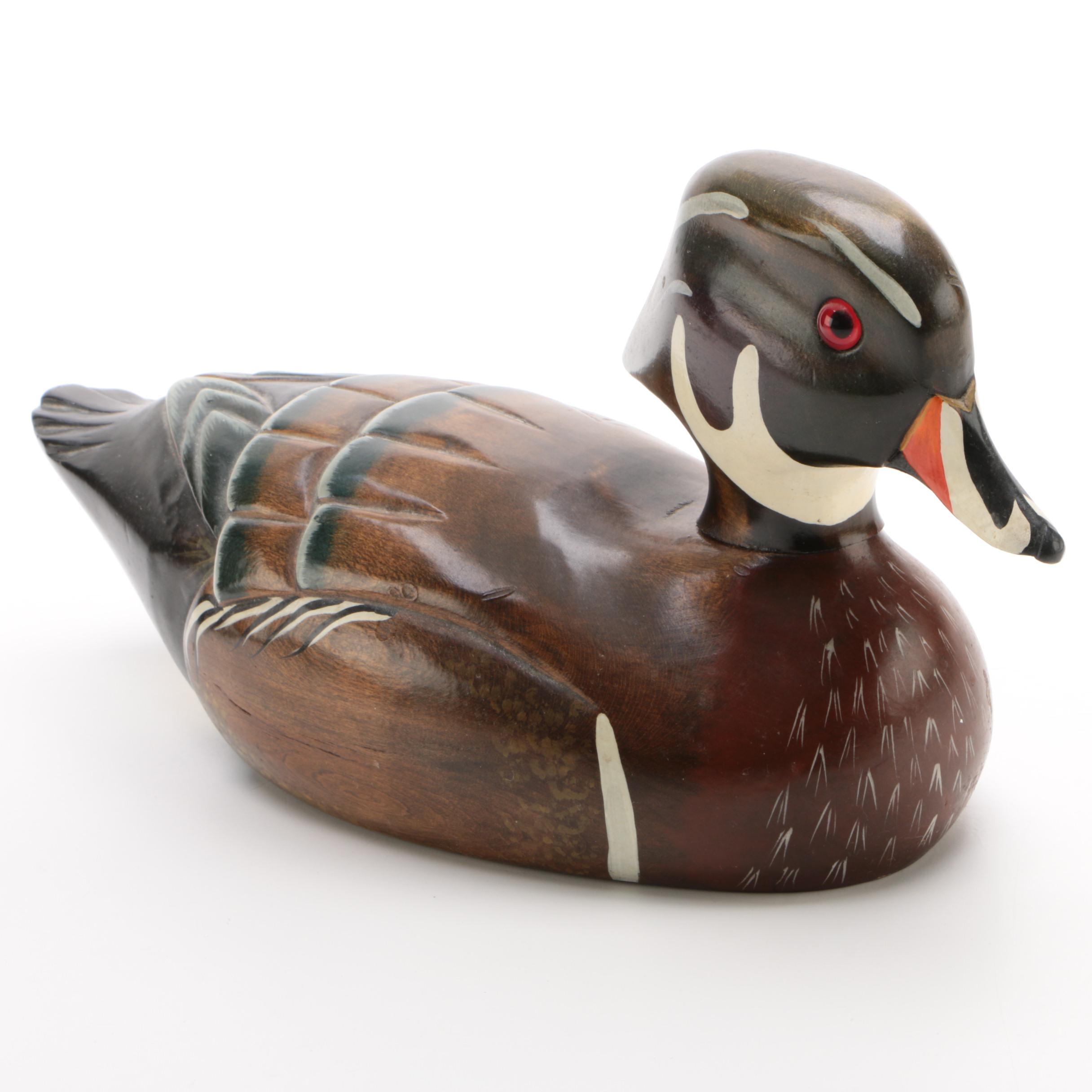 Paul Lambrecht Wooden Decoy "Wood Duck Drake," 1981