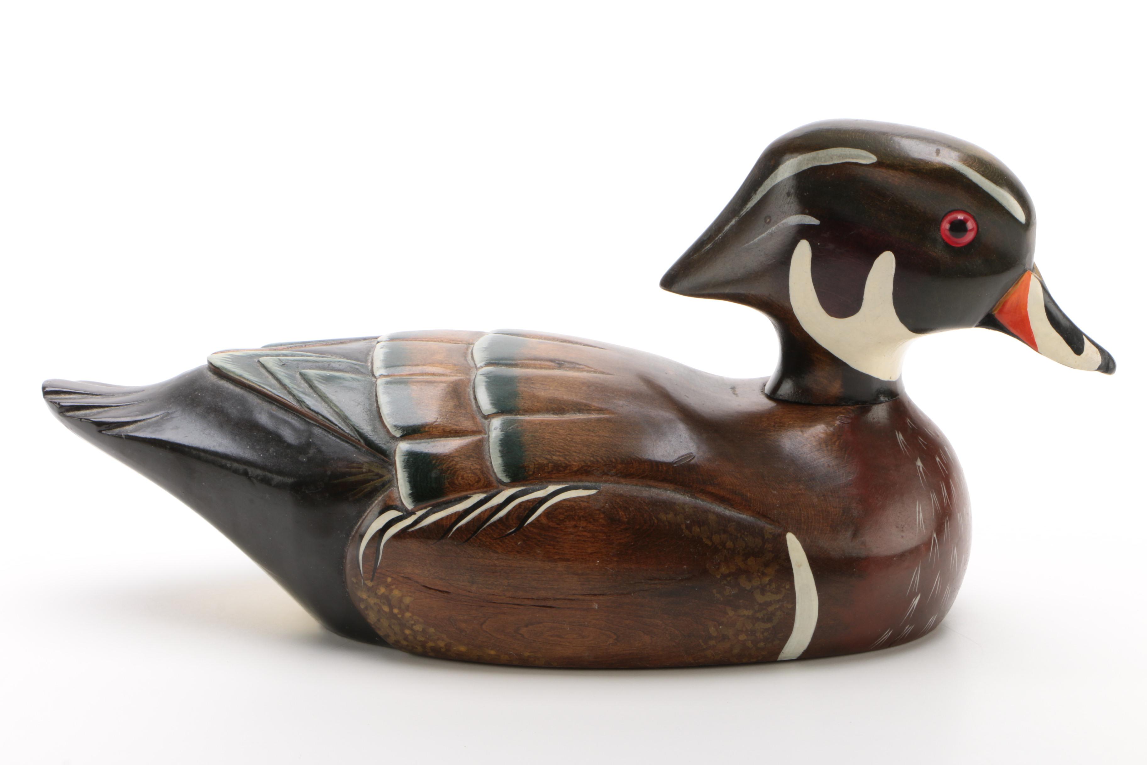 Paul Lambrecht Wooden Decoy "Wood Duck Drake," 1981