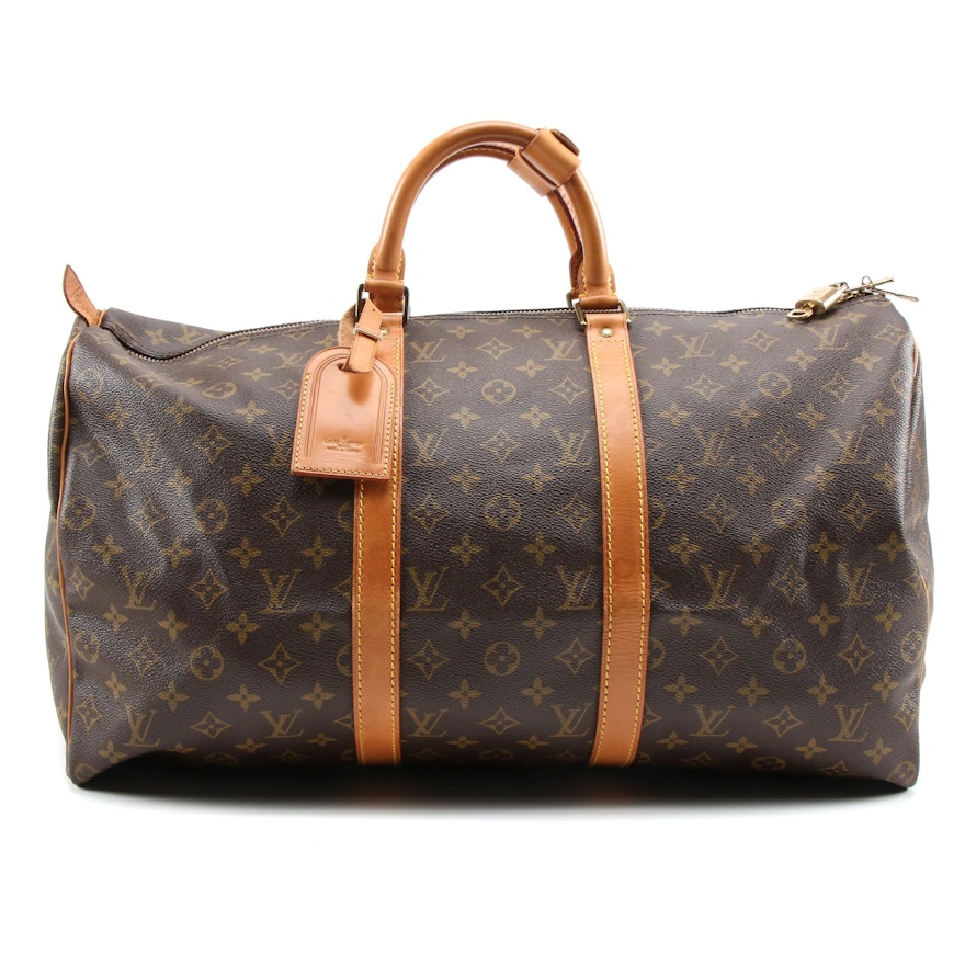 Louis Vuitton Paris Monogram Canvas Keepall 50 Duffel Bag