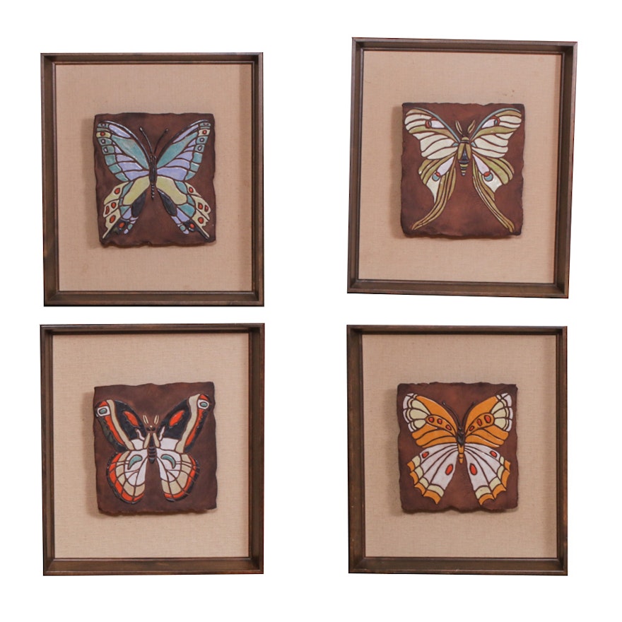 Peggy Hagel "Butterflies on Linen" Set, Mid Century Modern