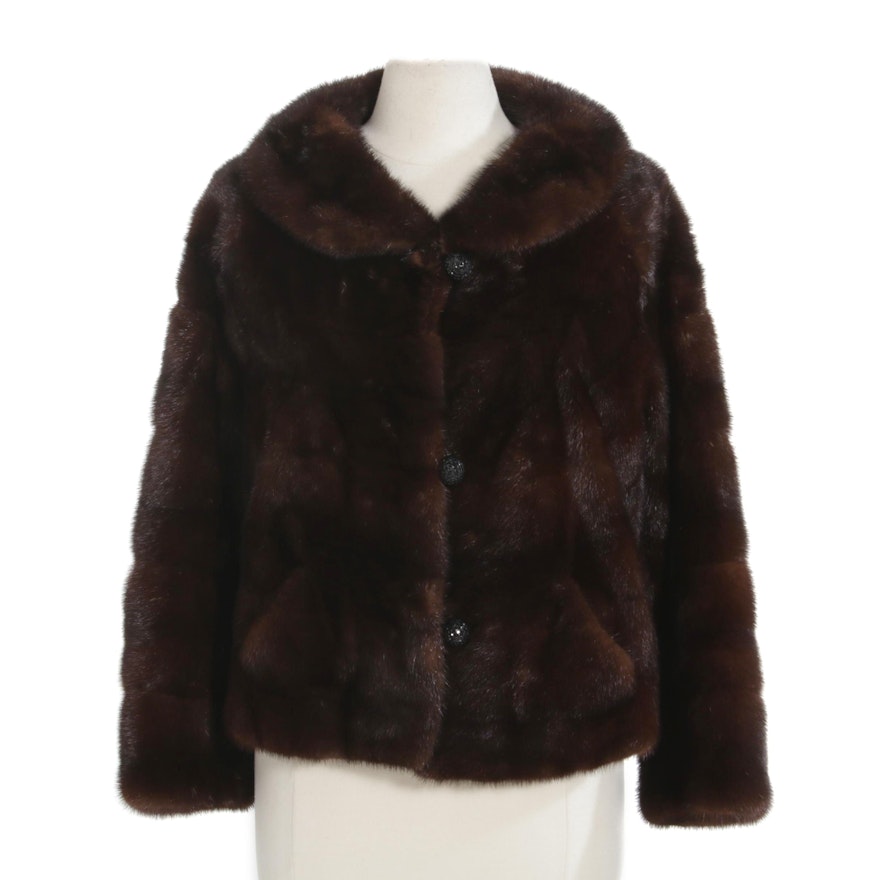 Mahogany Mink Fur Jacket, Mid-20th Century