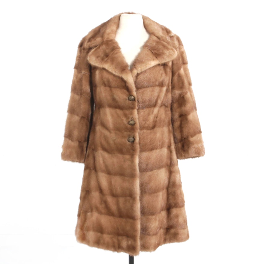 Mink Fur Coat with Wide Notched Collar from Estevez Furs, Vintage