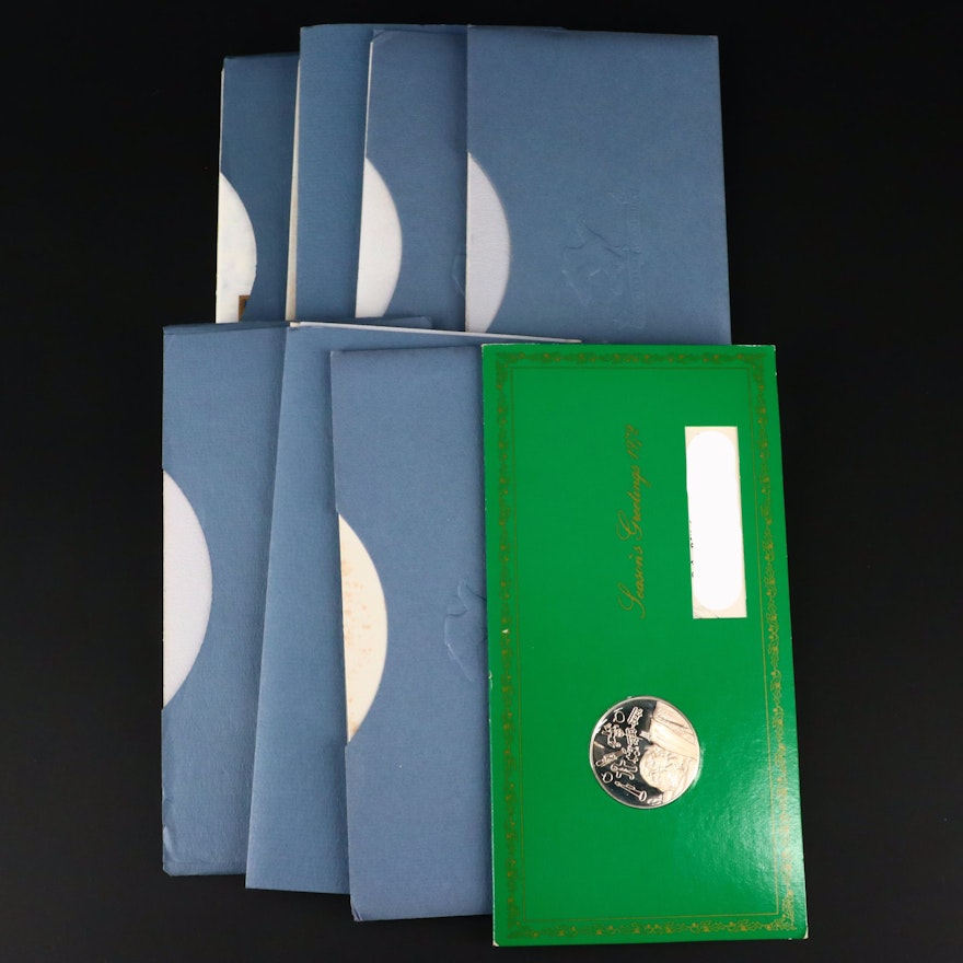 Nine Postmasters of America First Day Covers with Sterling Silver Medals