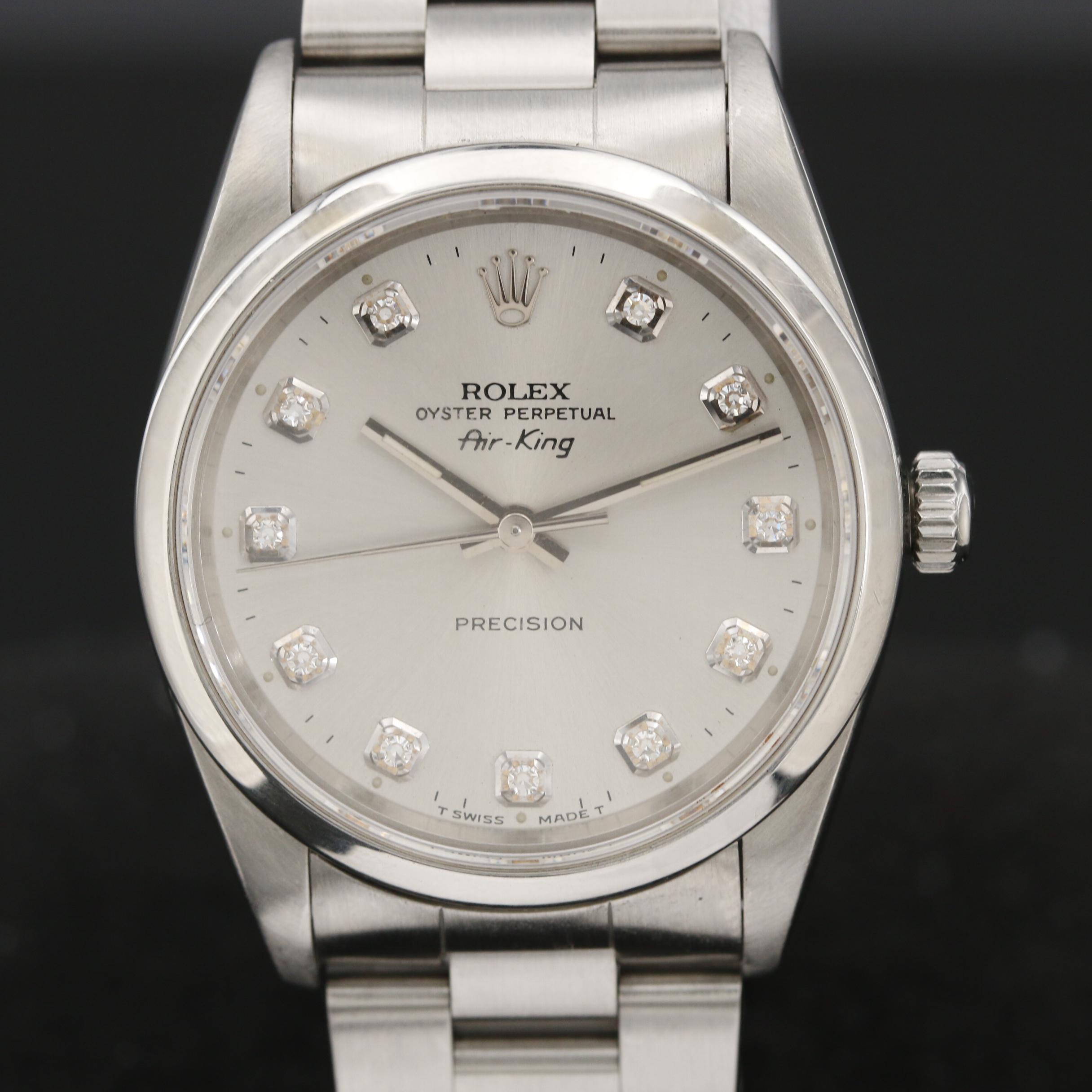 Rolex Air-King Stainless Steel and Diamond Watch, 1991