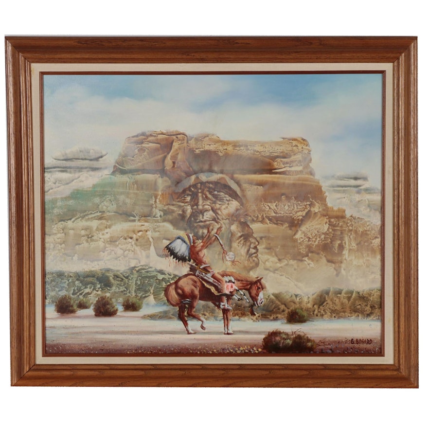 G. Bogard Oil Painting of Western Landscape