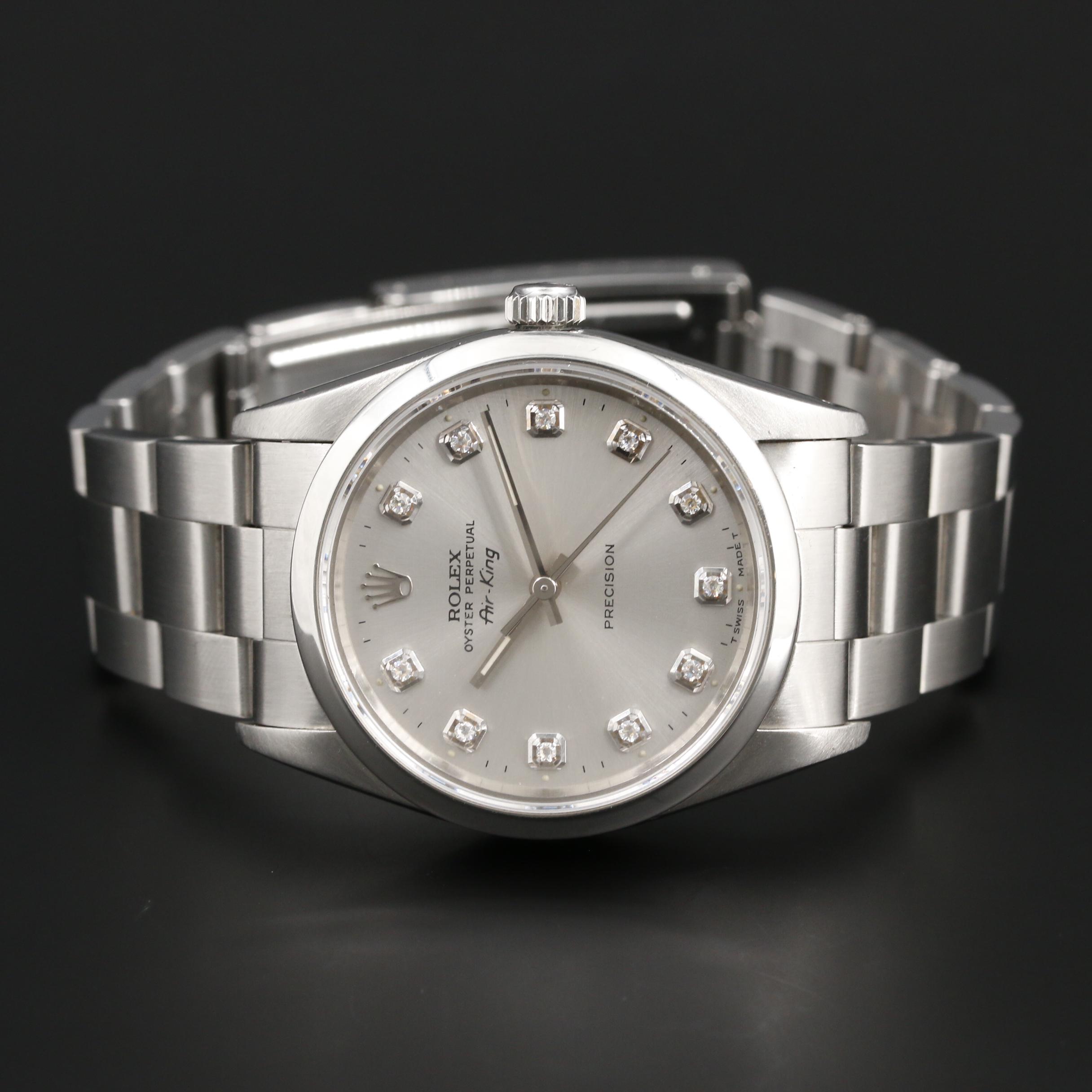 Rolex Air-King Stainless Steel and Diamond Watch, 1991