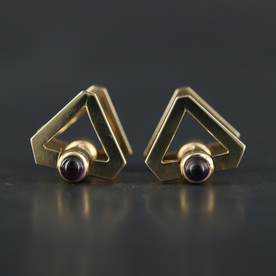 Vintage Tiffany & Co. 14K Yellow Gold Amethyst Cuff Links