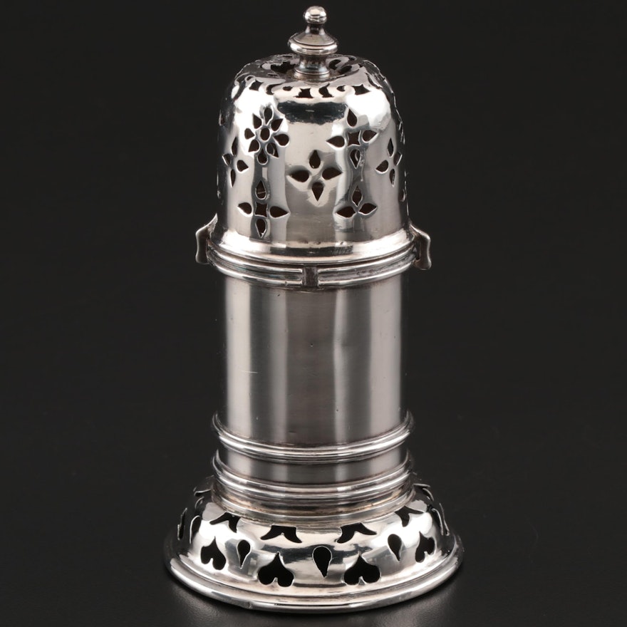 Reticulated Sterling Silver Muffineer Sugar Shaker, Late 19th / Early 20th C.