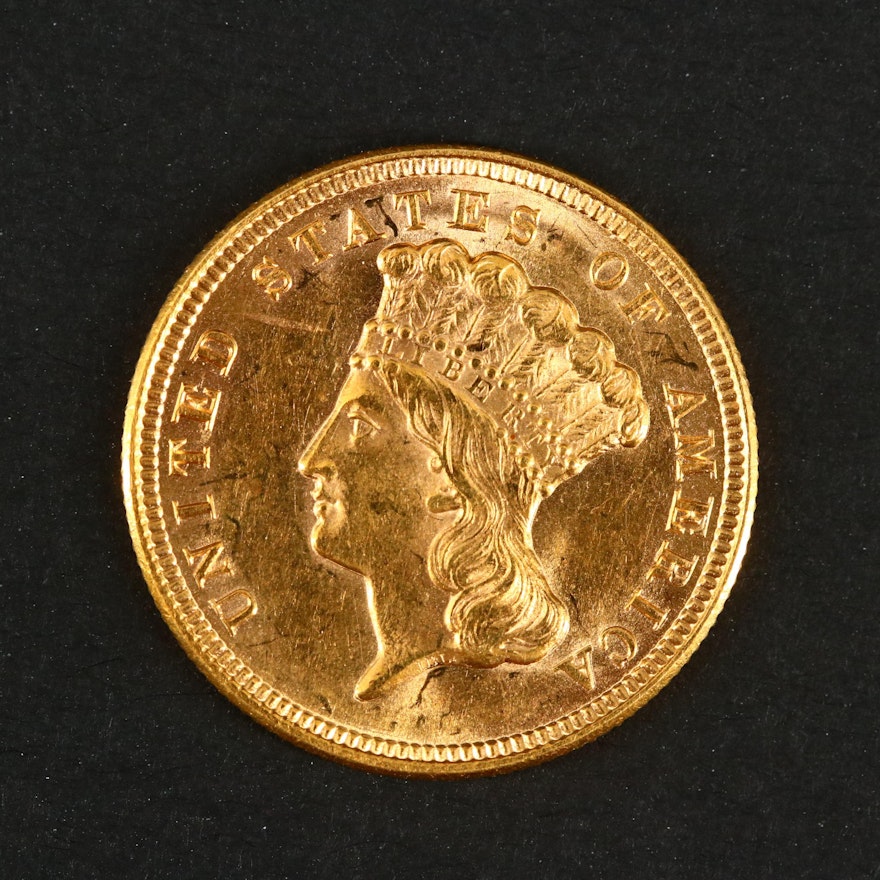 First Year of Issue 1854 Indian Head Princess $3 Gold Coin