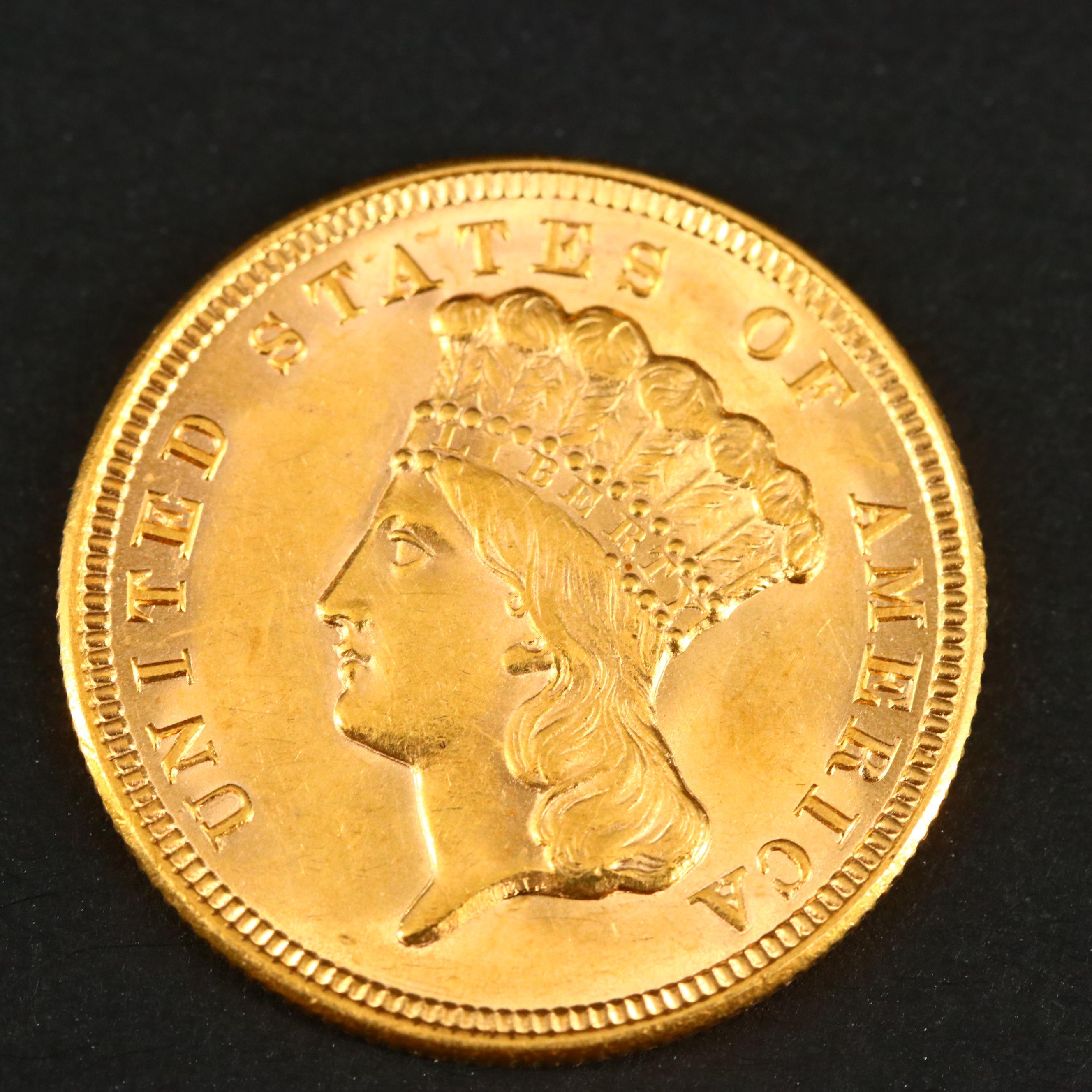 First Year of Issue 1854 Indian Head Princess $3 Gold Coin