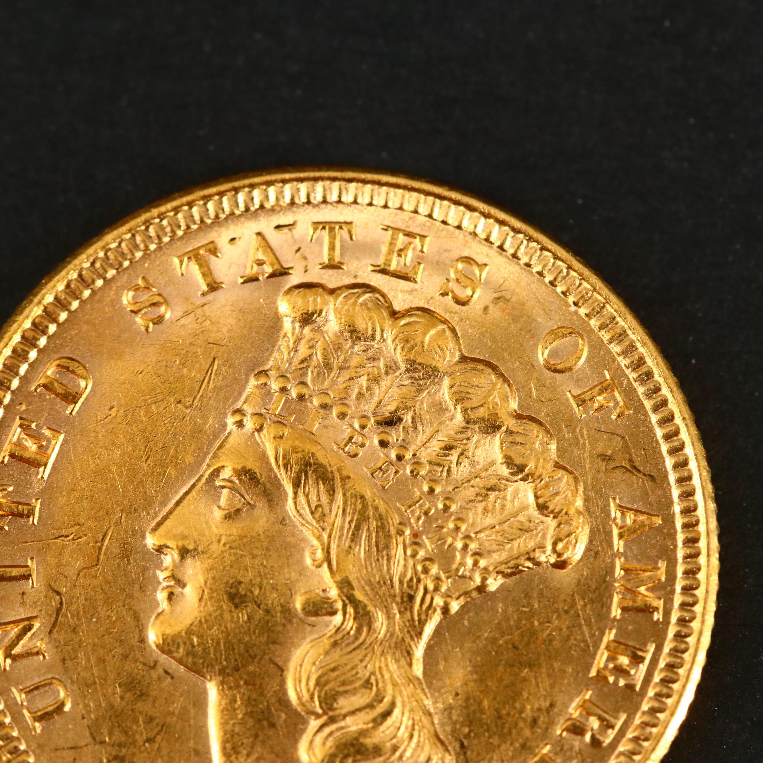First Year of Issue 1854 Indian Head Princess $3 Gold Coin