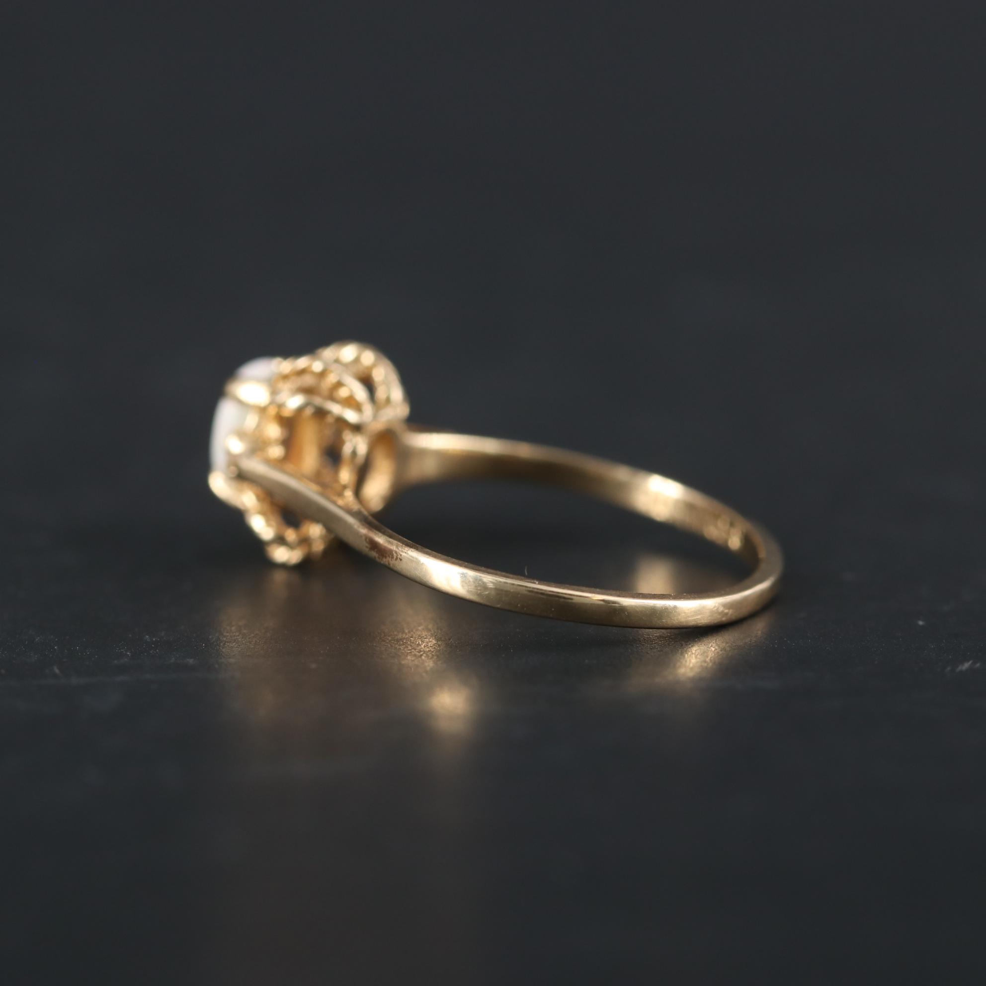 10K Yellow Gold Opal and Diamond Ring