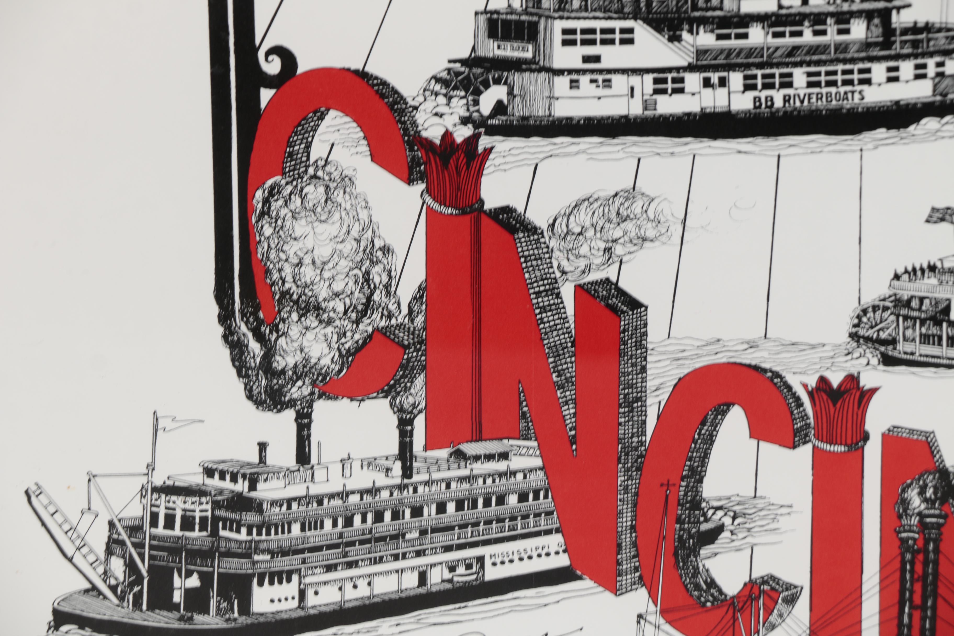 Ed Pikar Serigraph "Port of Cincinnati: Classic Riverboats Past and Present"