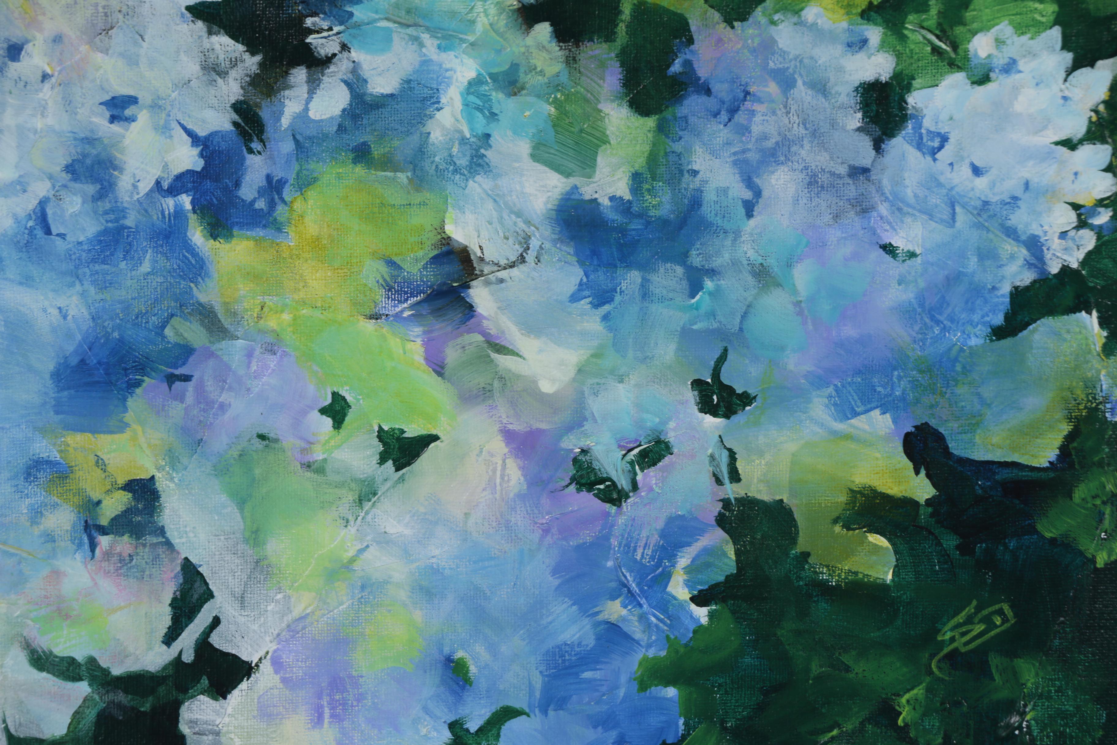 Sue Dion Acrylic Painting "Hydrangea Blue", 2019