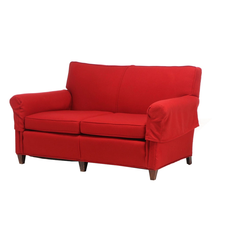 Transitional Style Upholstered Love Seat, Contemporary