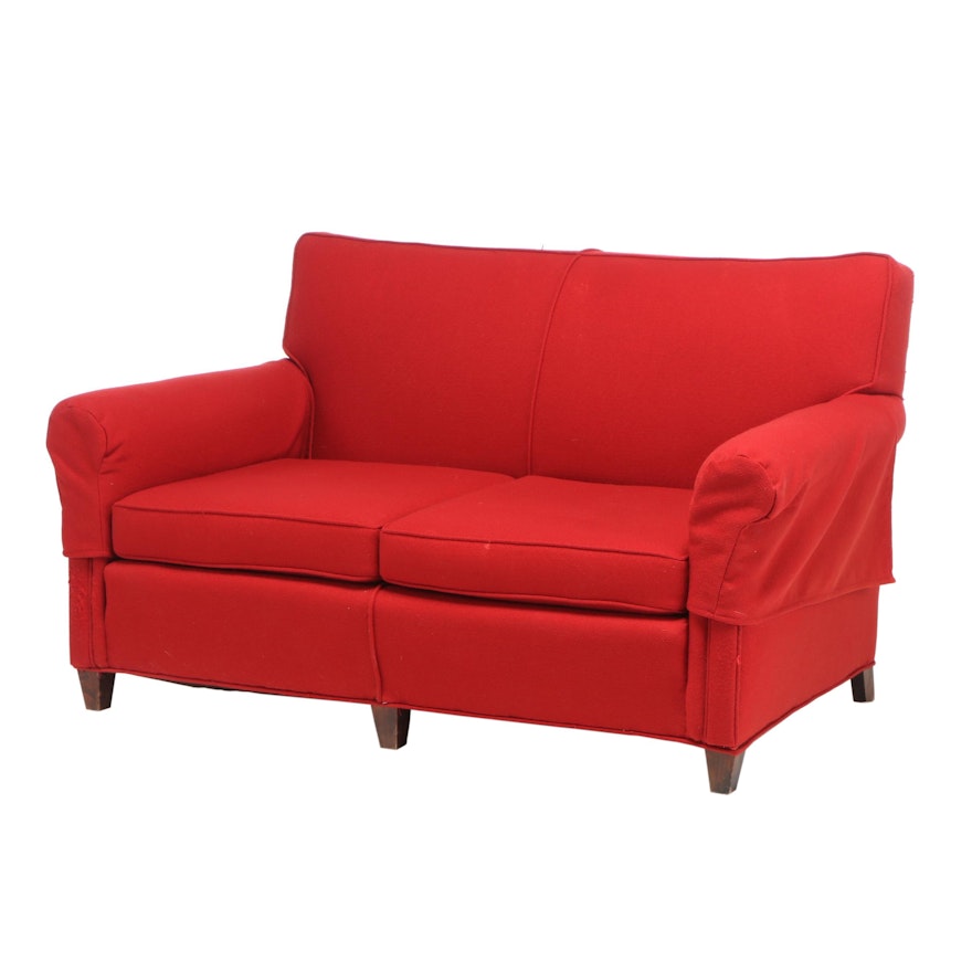 Transitional Style Upholstered Love Seat, Contemporary