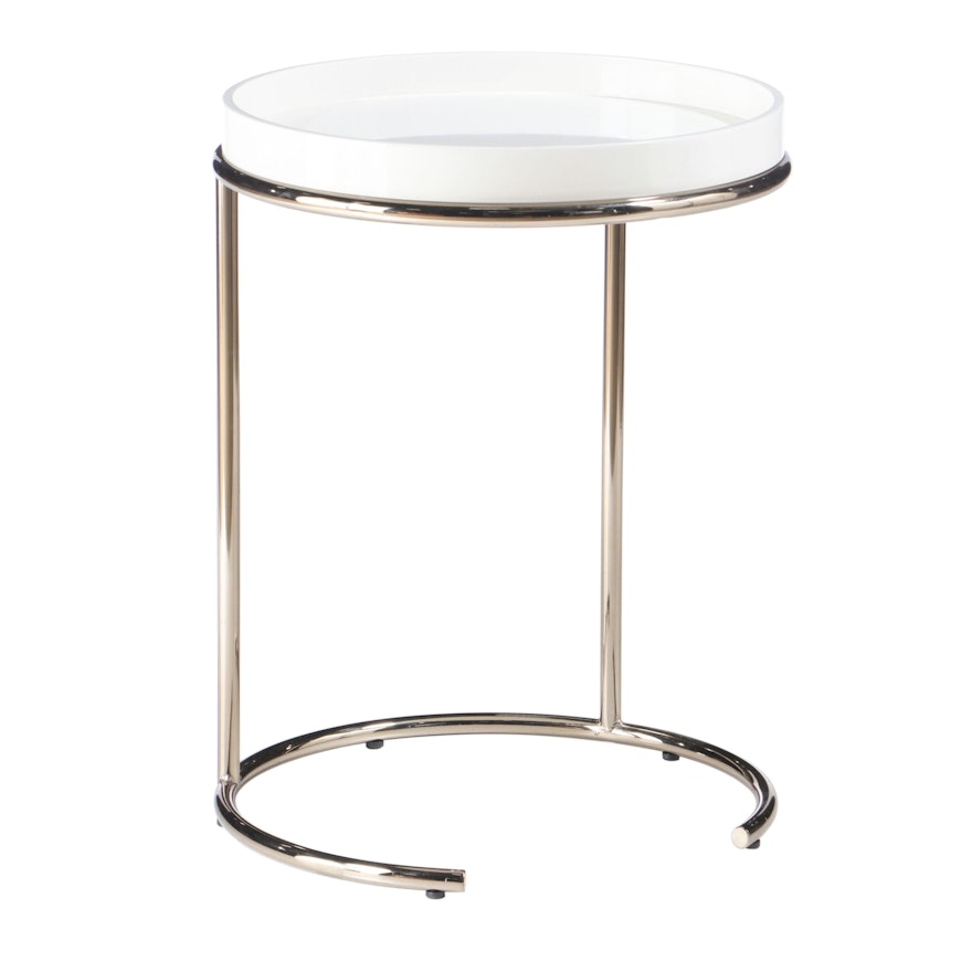 Acrylic Tray Top and Chrome Side Table, Contemporary Modern