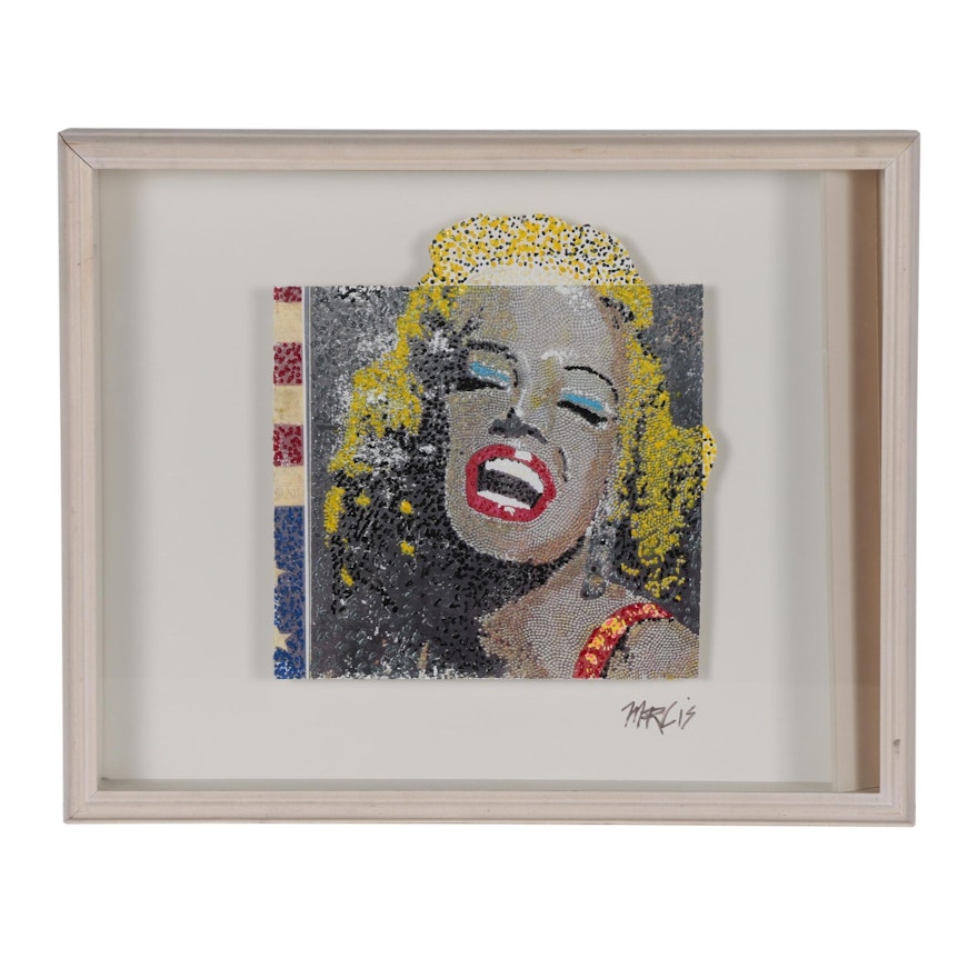 Ricardo Marlis Embellished Photomechanical Print of Marilyn Monroe