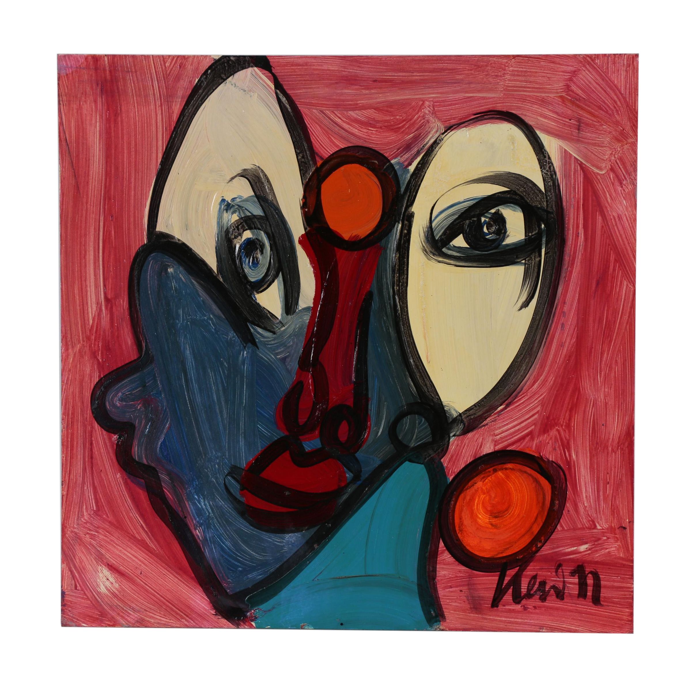 Peter Keil Oil Painting of Abstract Figure, 1992