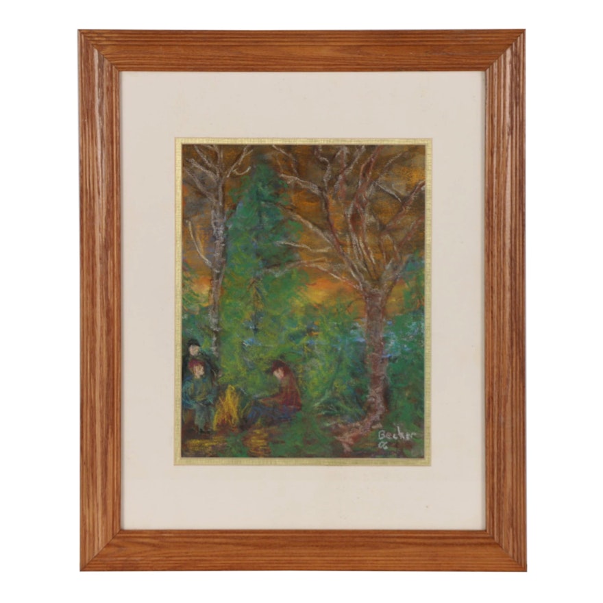 Will Becker Pastel Drawing of Forest Scene
