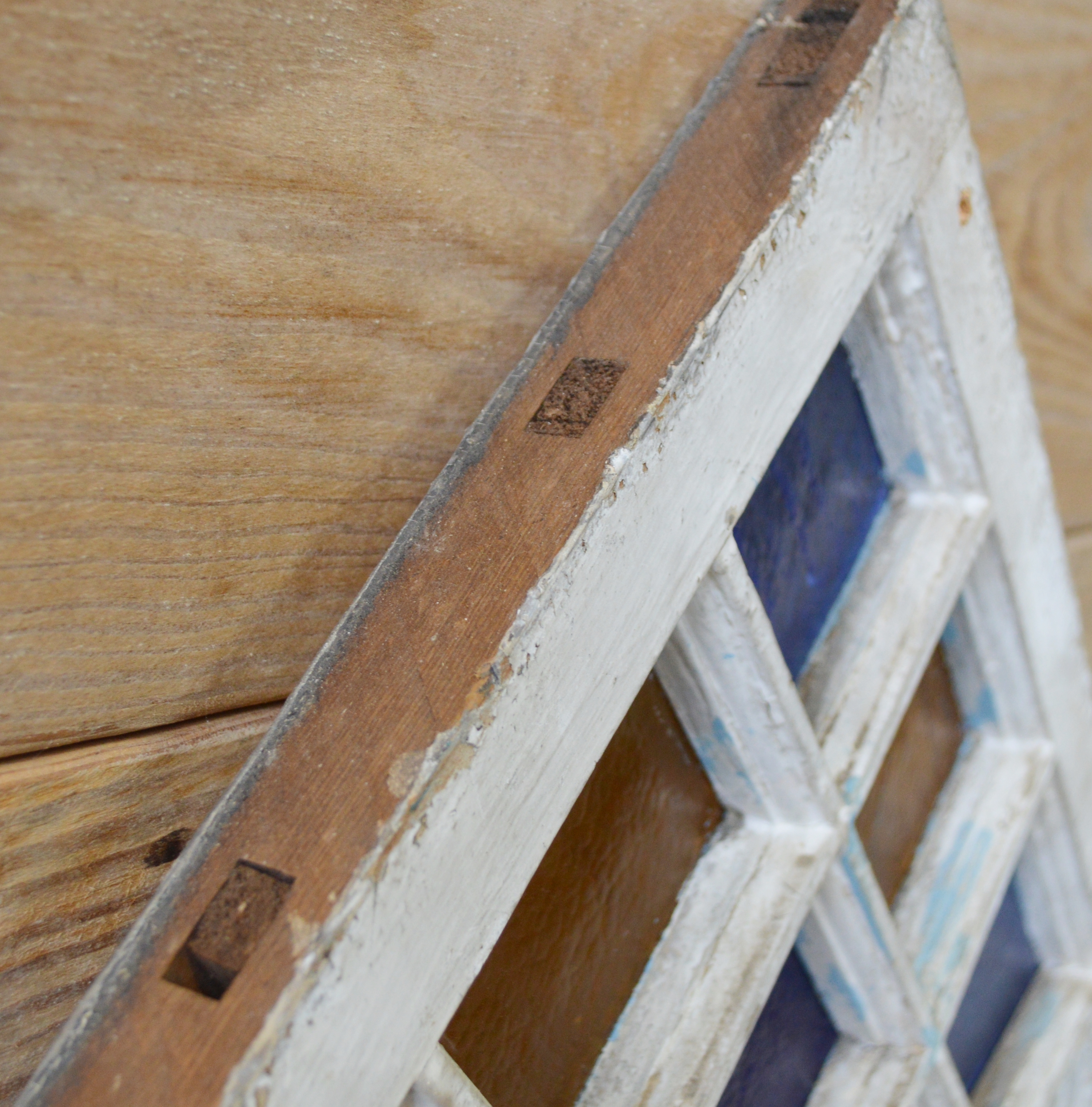 Stained Glass Wood Window Panel, Antique