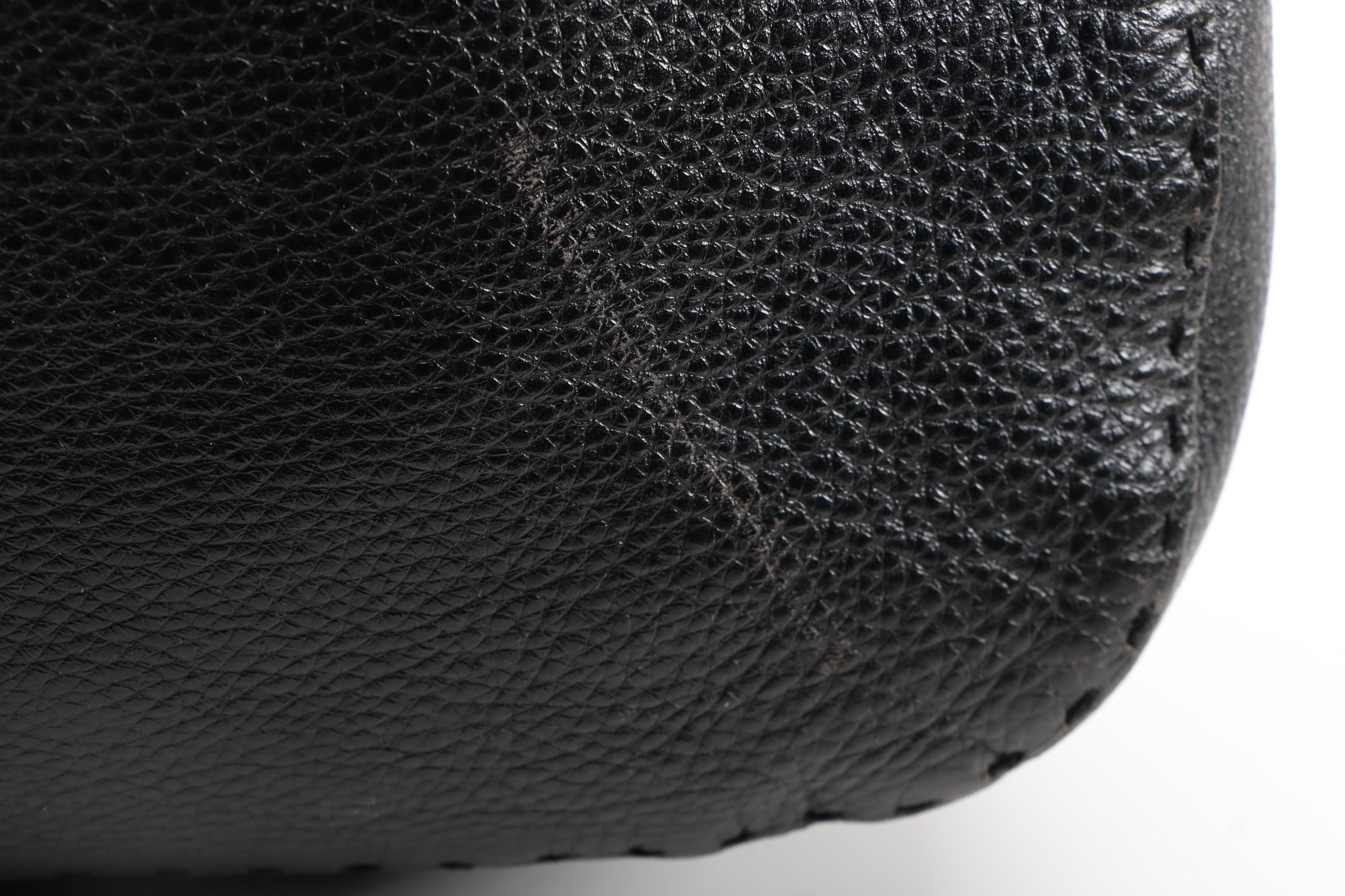 Prada Black Vitello Daino Leather Shoulder Bag with Running Stitch Detailing