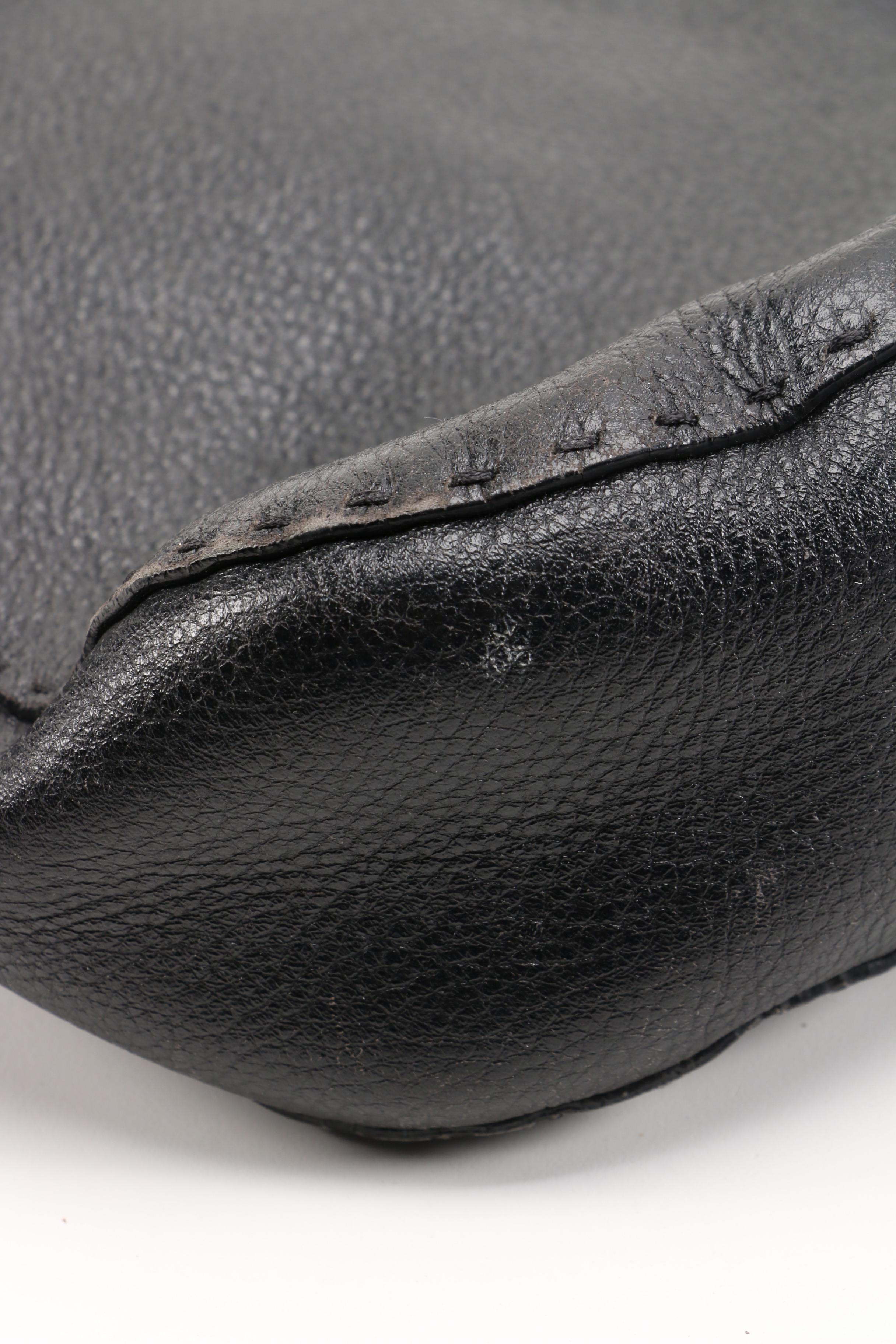 Prada Black Vitello Daino Leather Shoulder Bag with Running Stitch Detailing