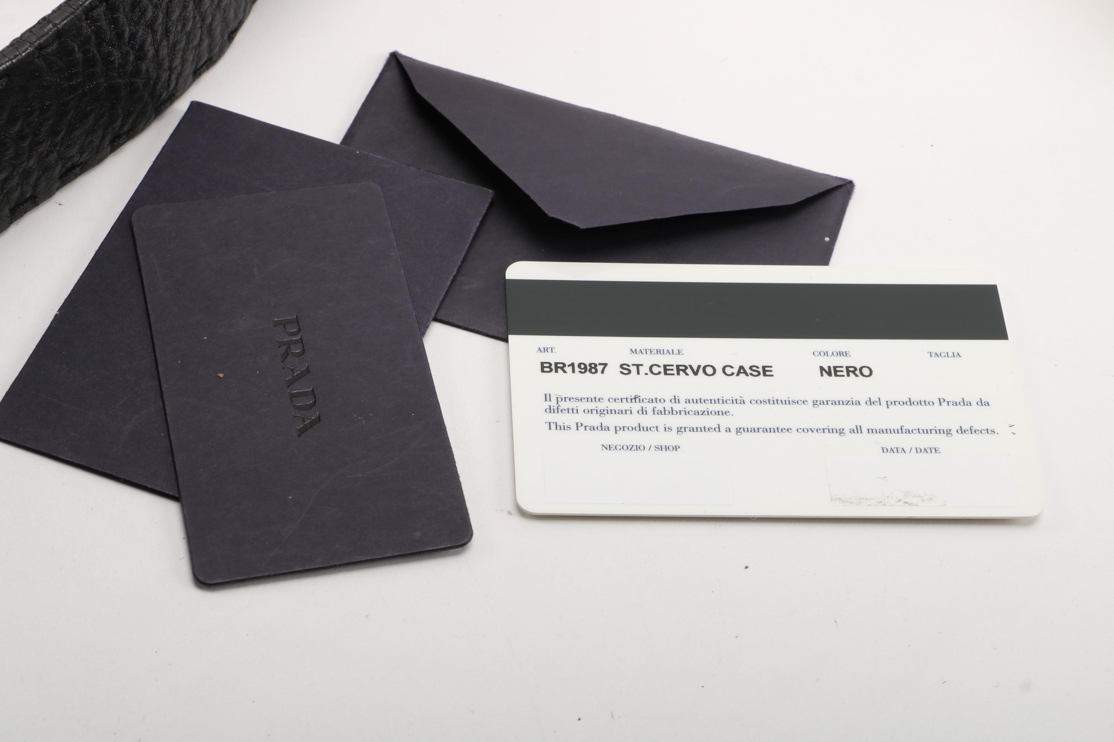 Prada Black Vitello Daino Leather Shoulder Bag with Running Stitch Detailing