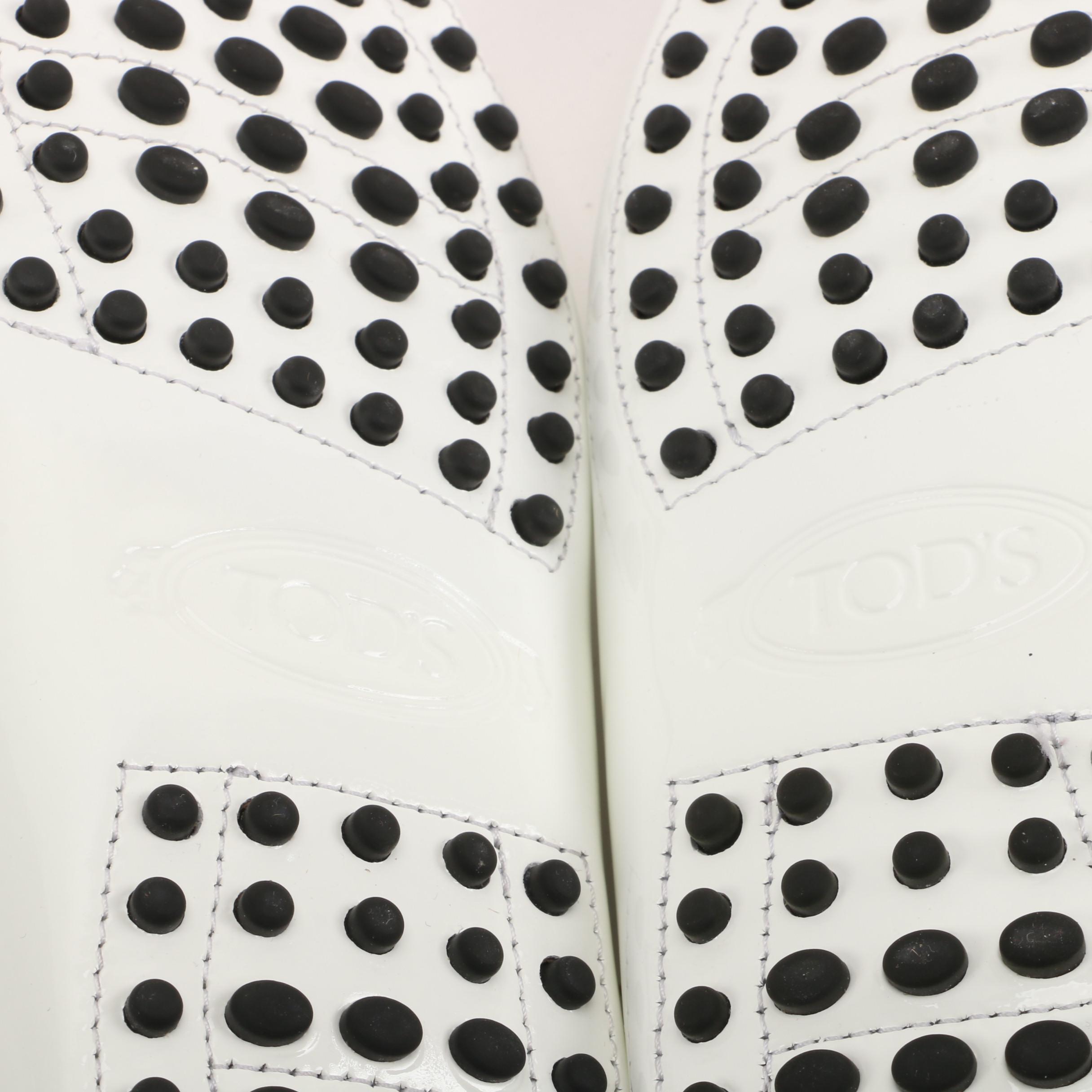 Tod's White Patent Leather Driving Shoes