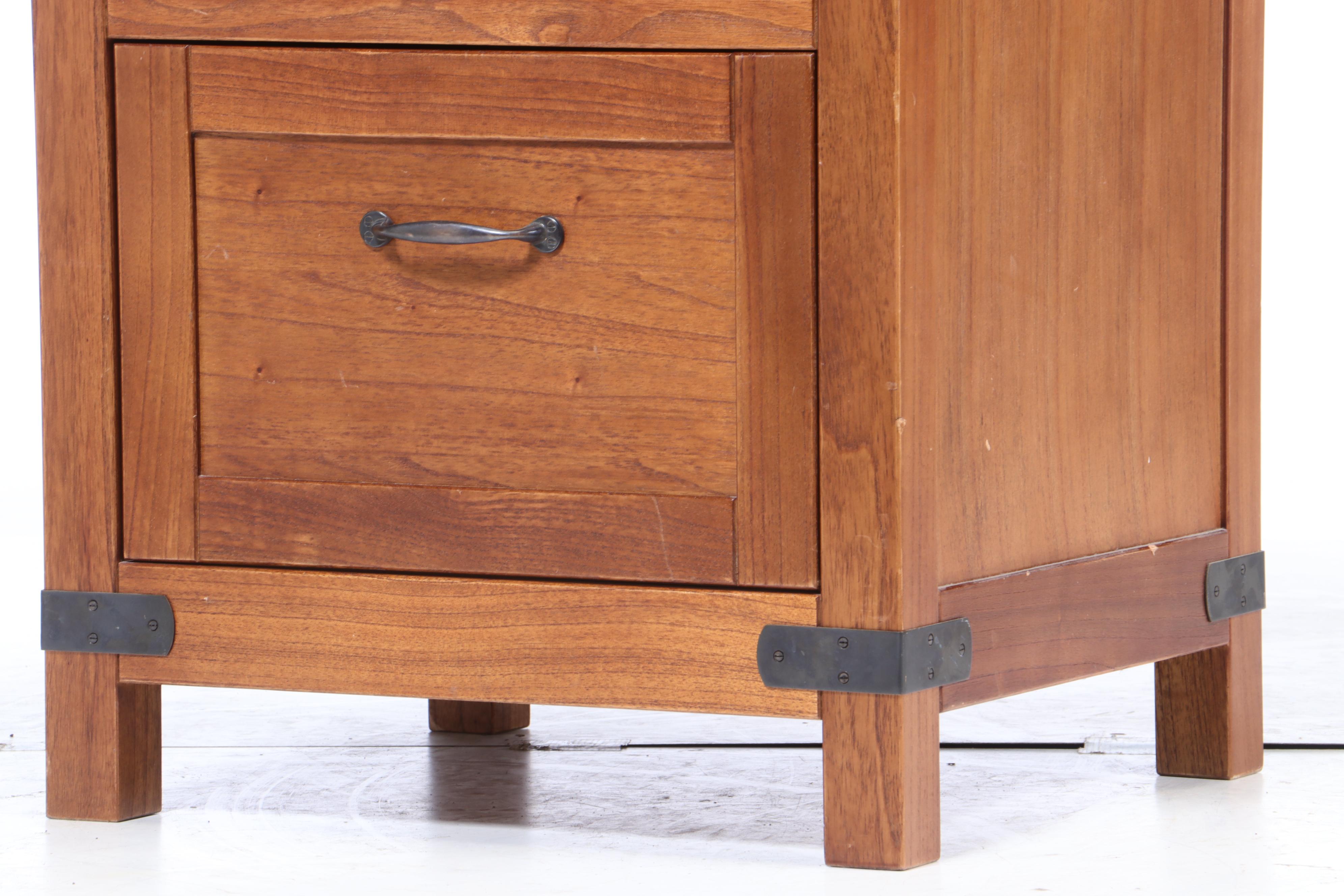 Arhaus Four Drawer Oak File Cabinet, 21st Century