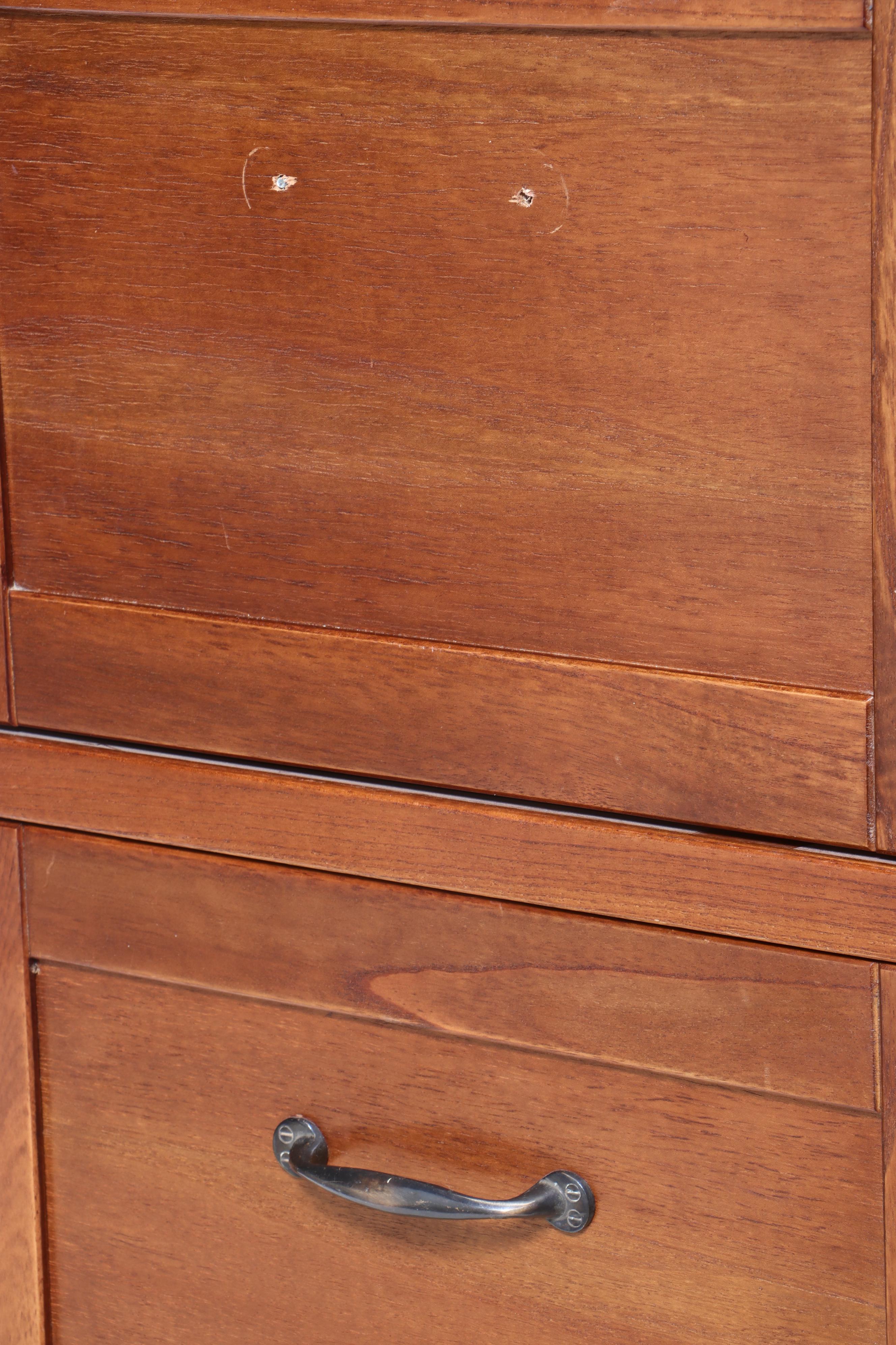 Arhaus Four Drawer Oak File Cabinet, 21st Century