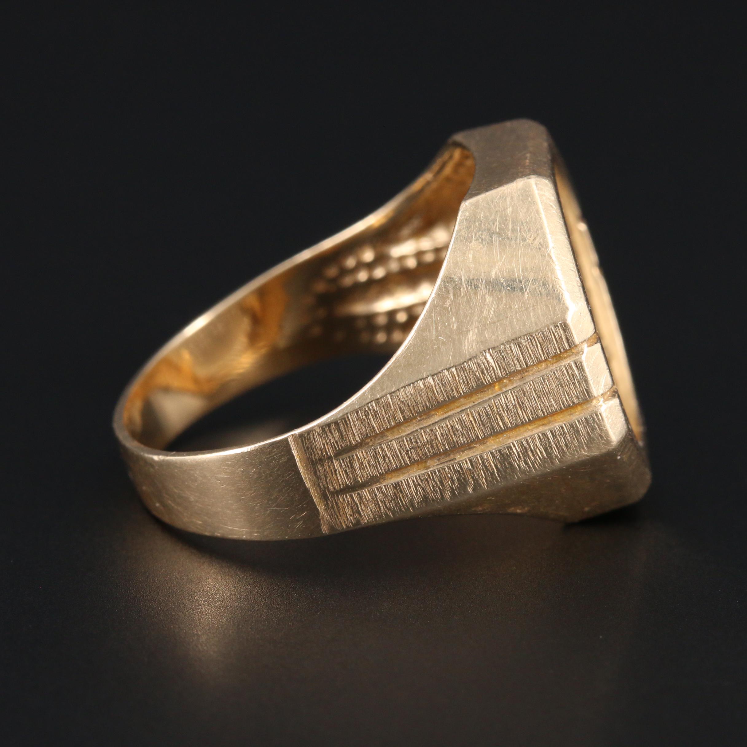 14K Yellow Gold Ring With 2001 Platinum Eagle $10 Platinum Coin