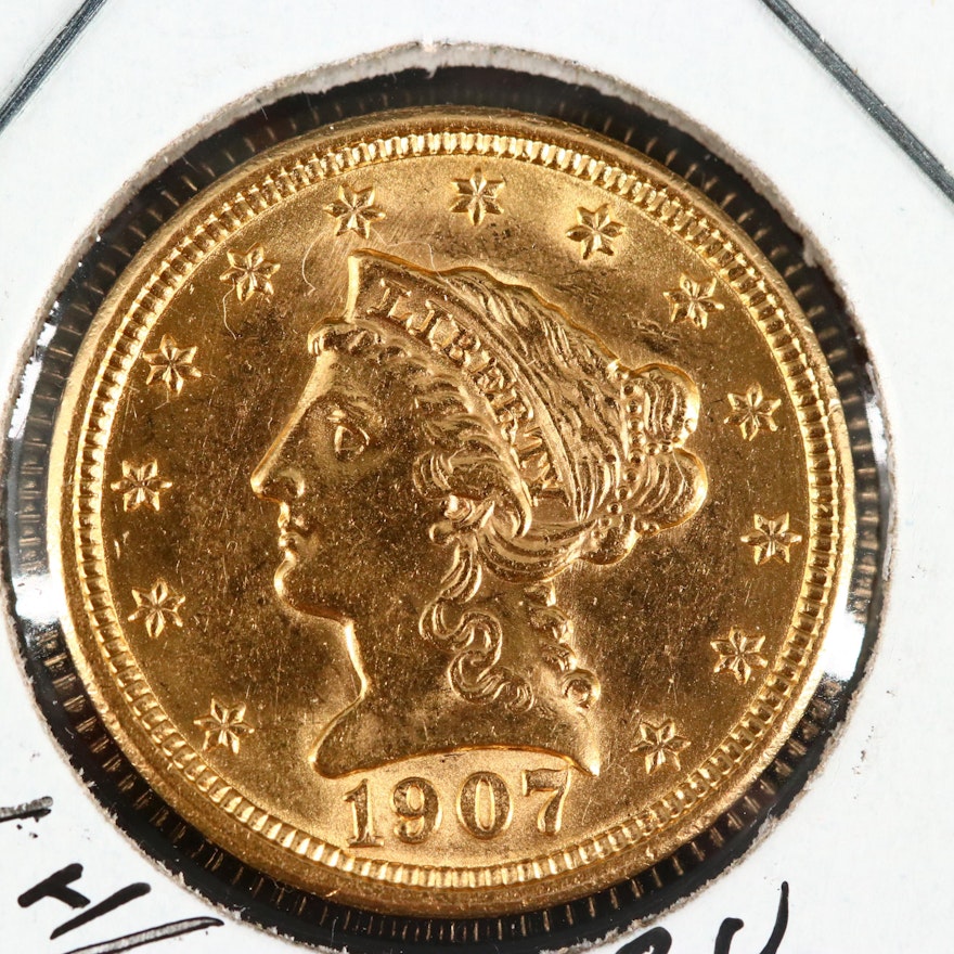 1907 Liberty Head $2.50 gold Quarter Eagle