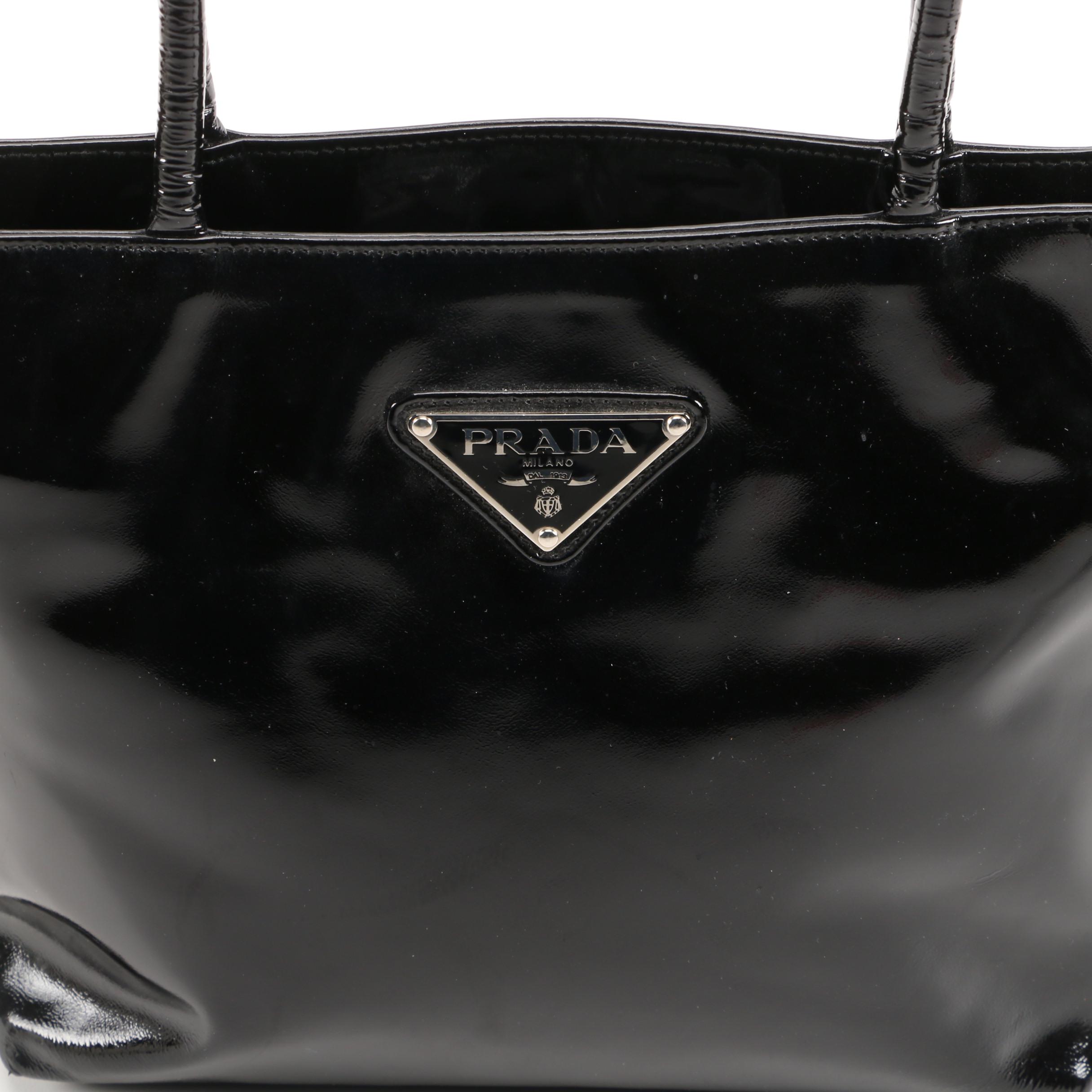 Vintage Prada Black Patent Leather Shoulder Bag