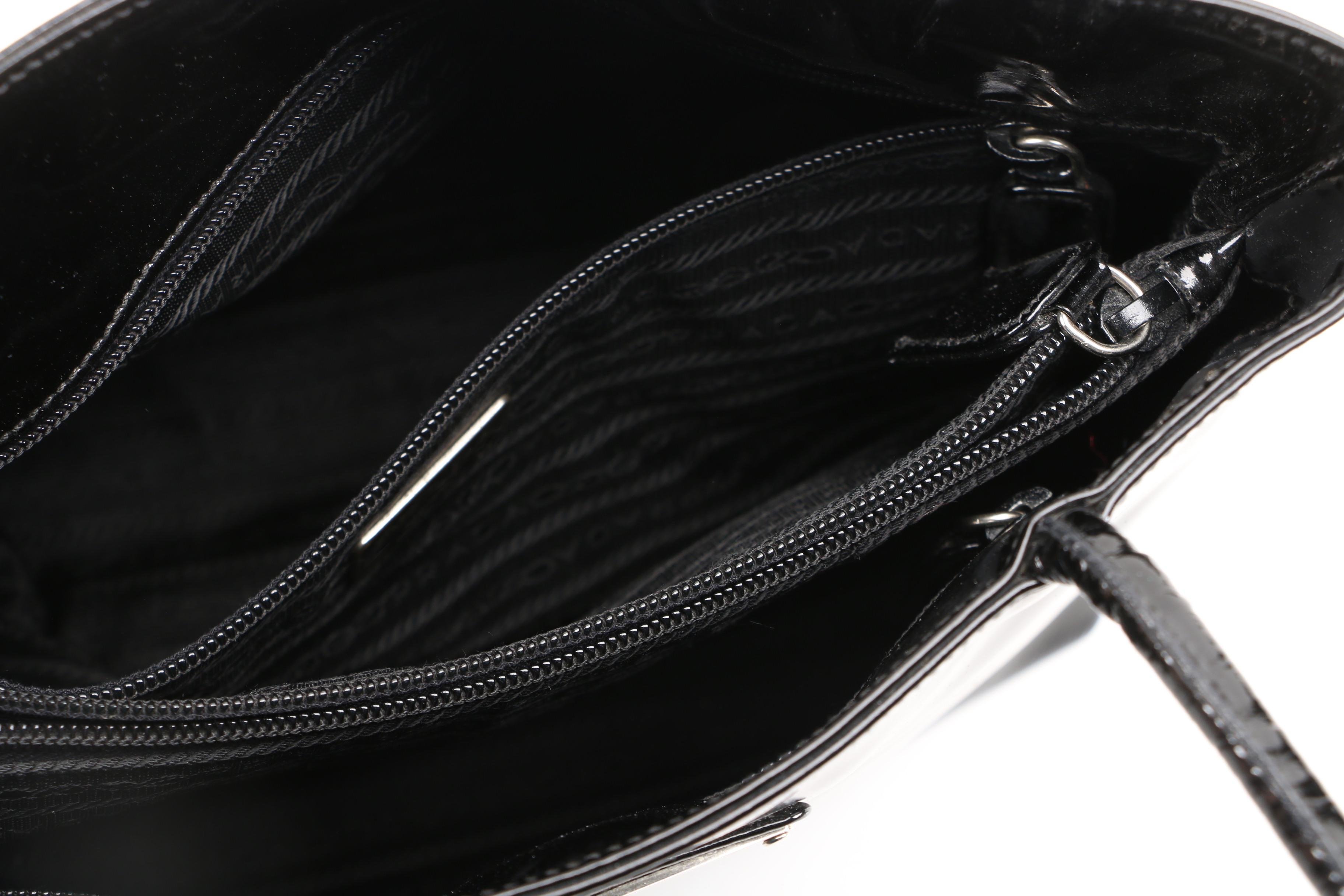 Vintage Prada Black Patent Leather Shoulder Bag