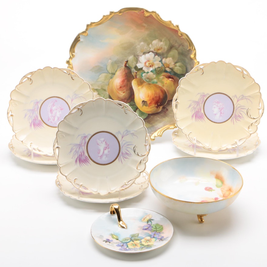 Rosenthal "Cameo" Porcelain Plates with Other Continental Hobbyist Porcelain