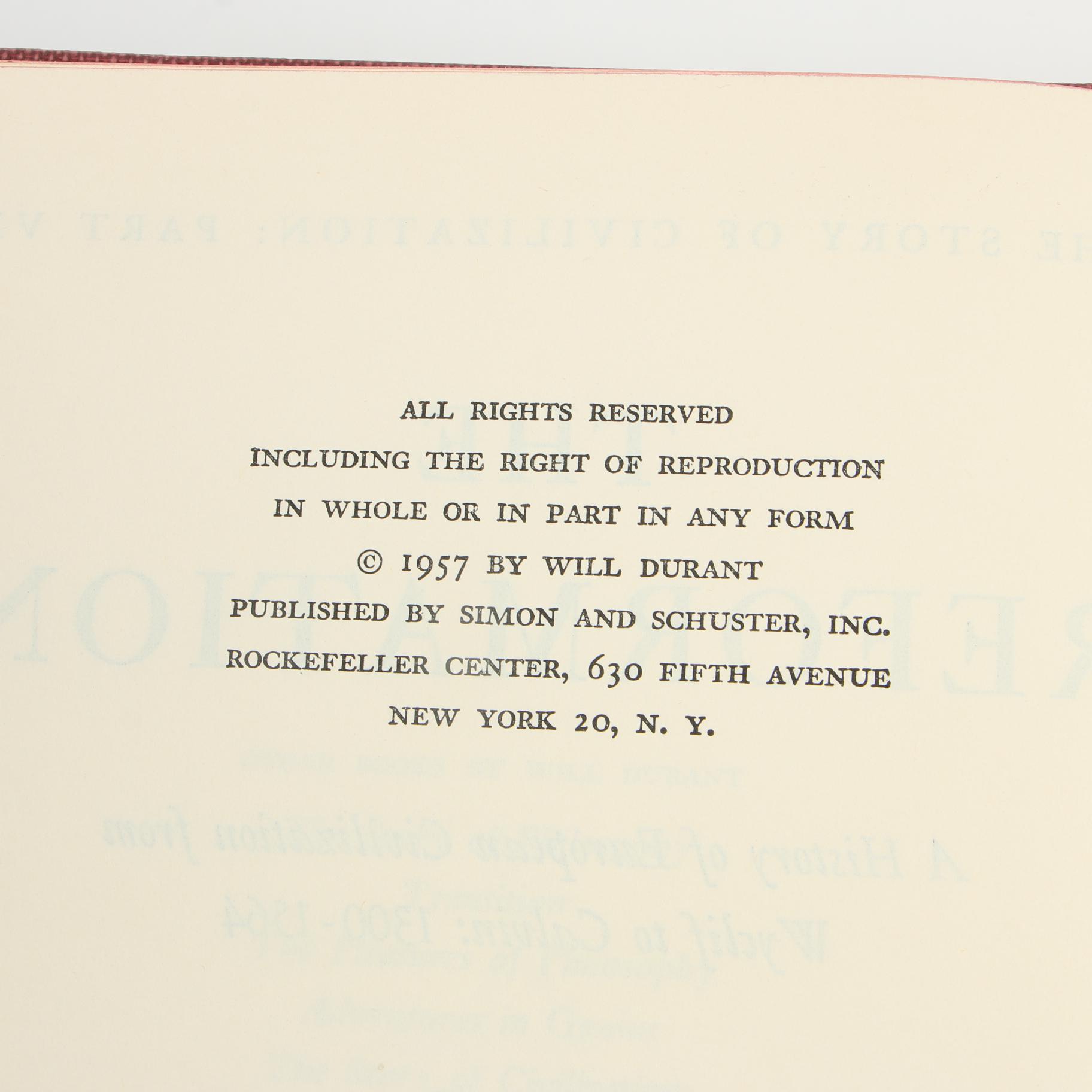 "The Story of Civilization" by Will Durant, Partial Set including First Editions