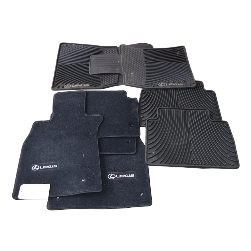 Lexus LS460 Black Fabric Car Mat Set and Rubber Slush Mat Set