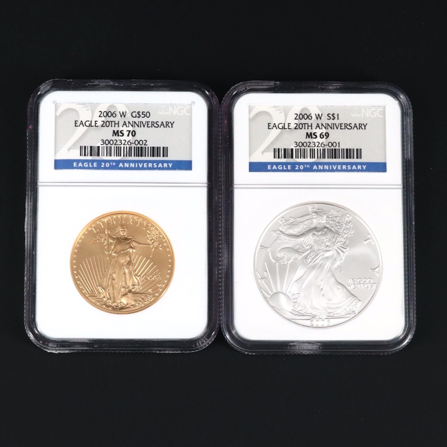 American Eagle 20th Anniversary Gold and Silver Coin Set